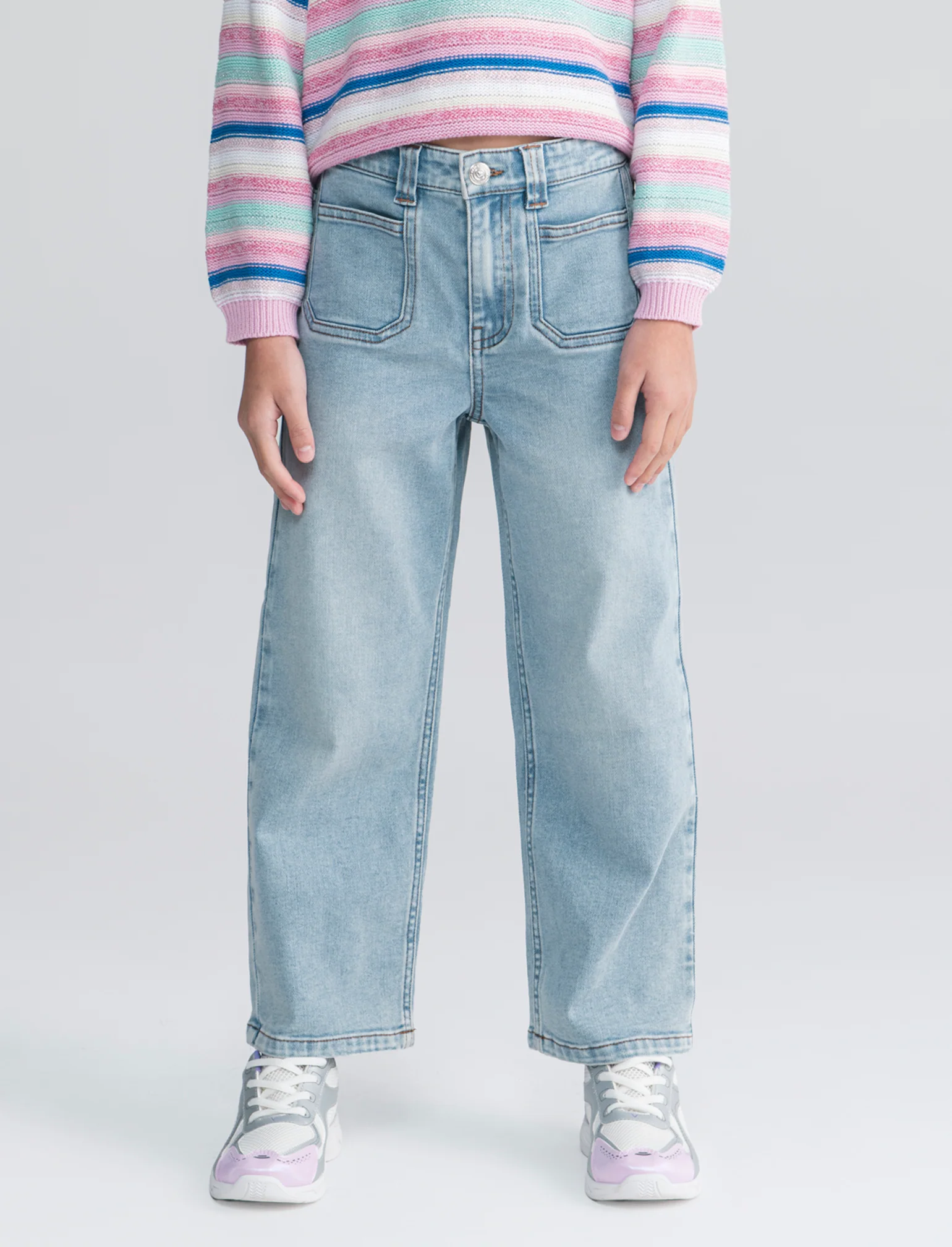 Jeans elastico wide leg per bambina - Denim chiaro - Image 4