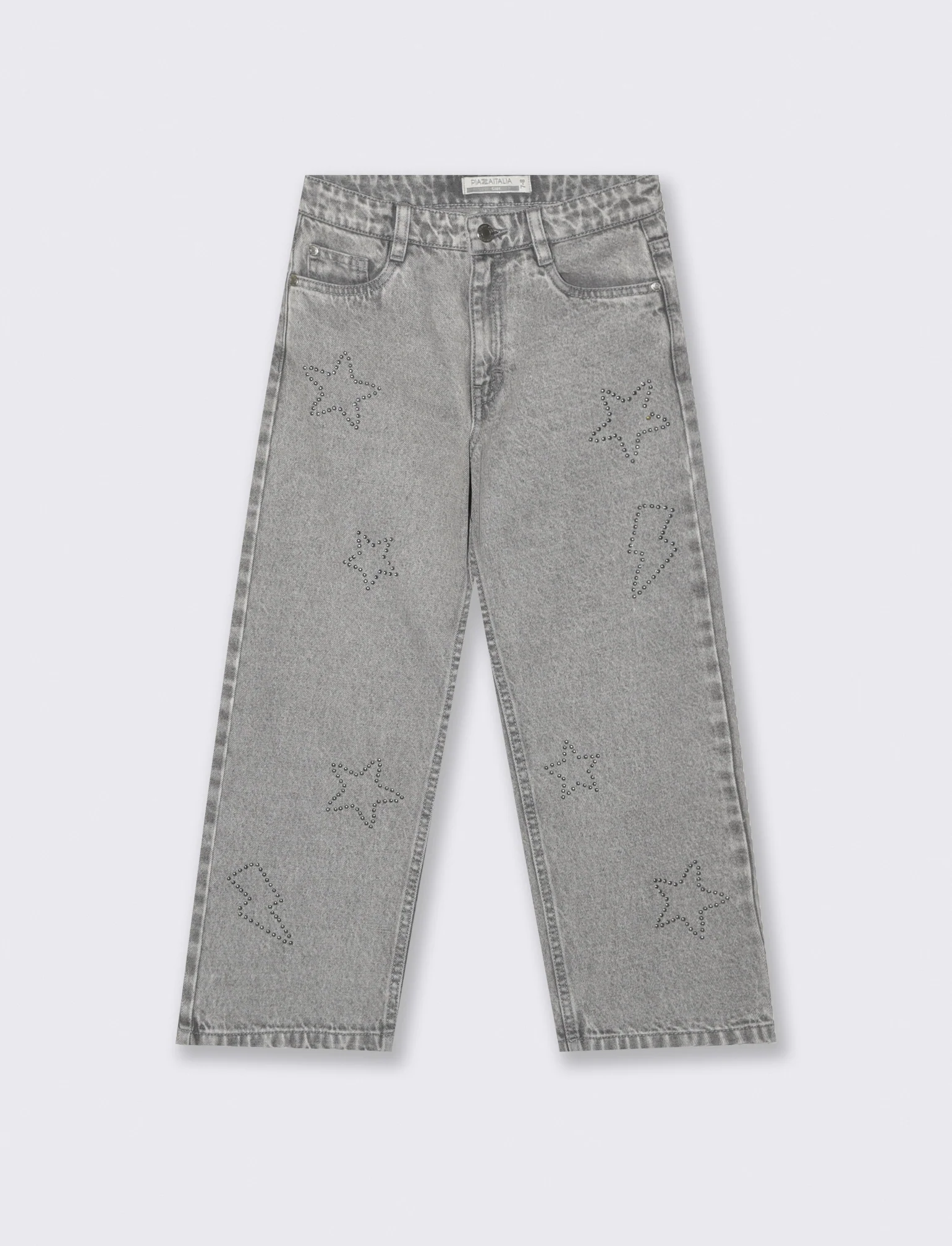 Jeans gamba ampia con borchie rock - Grigio