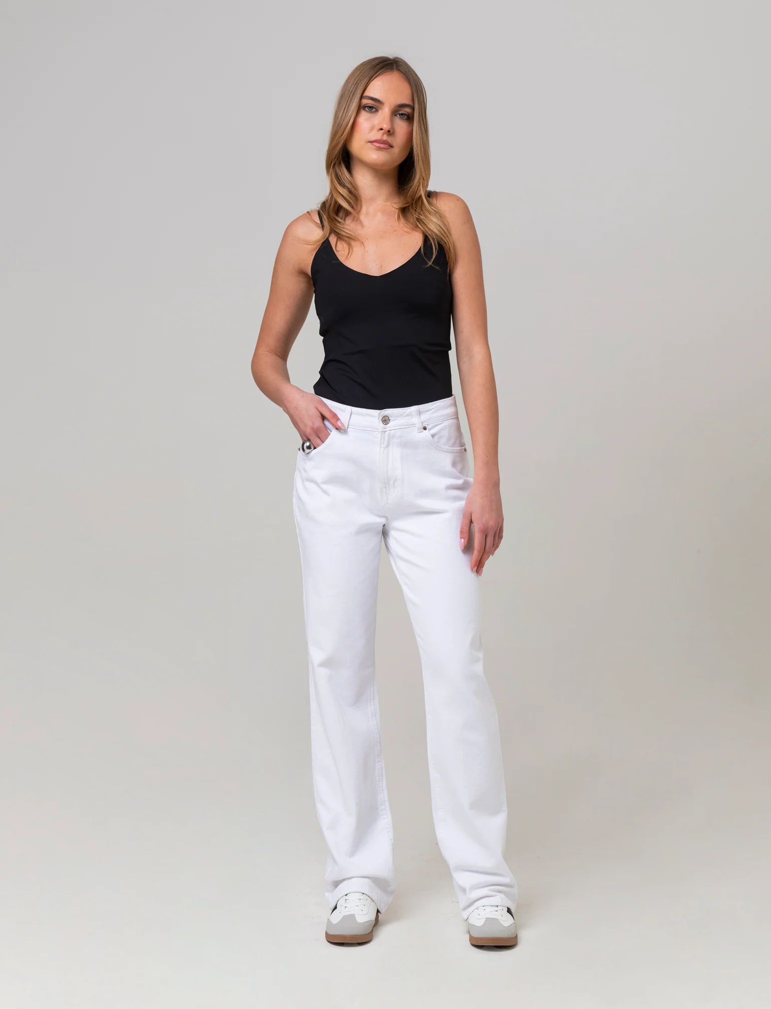 Jeans gamba diritta da donna - Bianco - Image 2