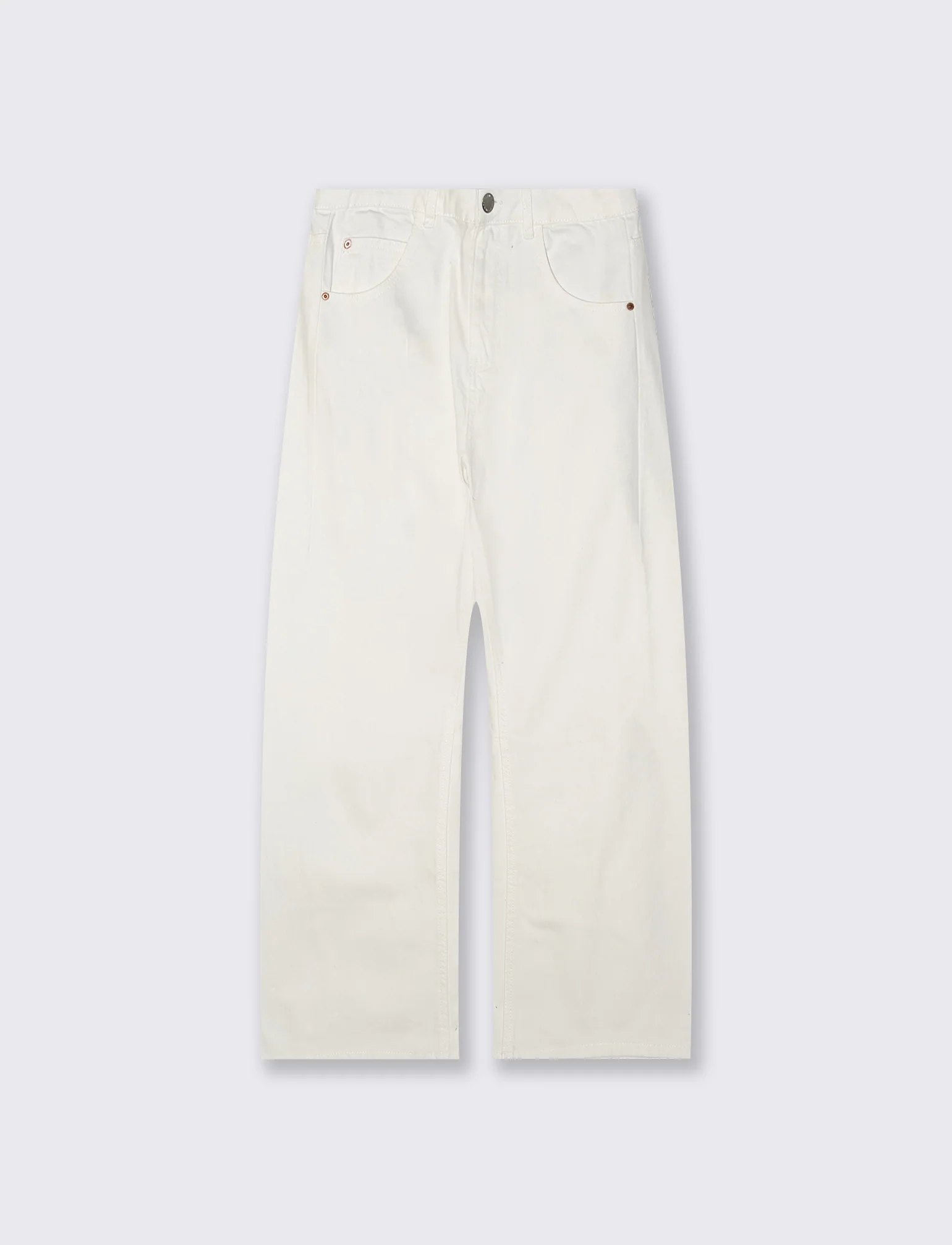 Jeans Gamba Larga con Vita Regolabile - Bianco