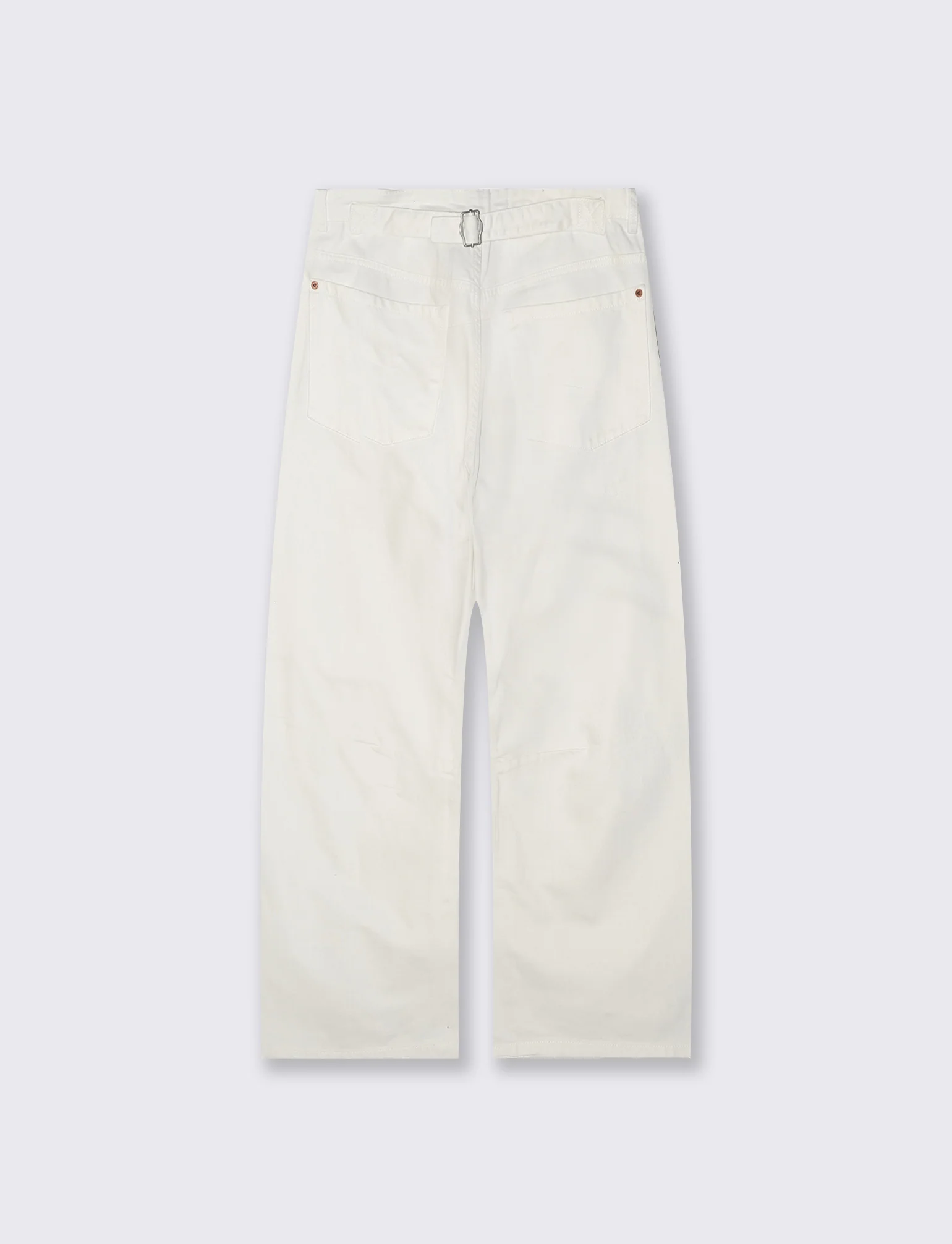 Jeans Gamba Larga con Vita Regolabile - Bianco - Image 2