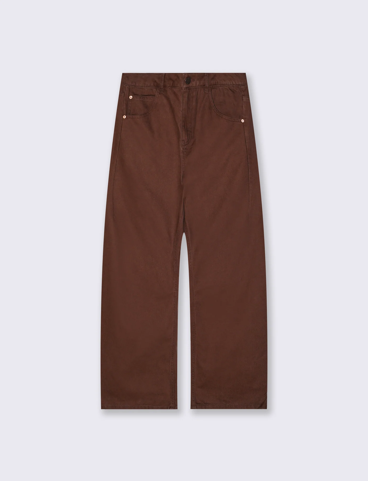 Jeans Gamba Larga con Vita Regolabile - Marrone - Image 2