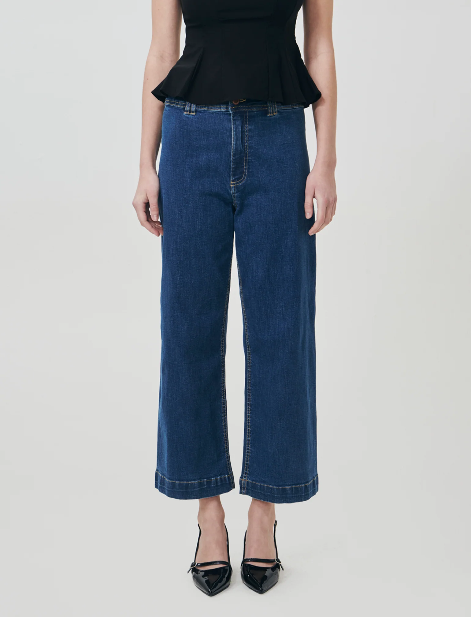 Jeans Gamba Larga Crop - Denim - Image 4