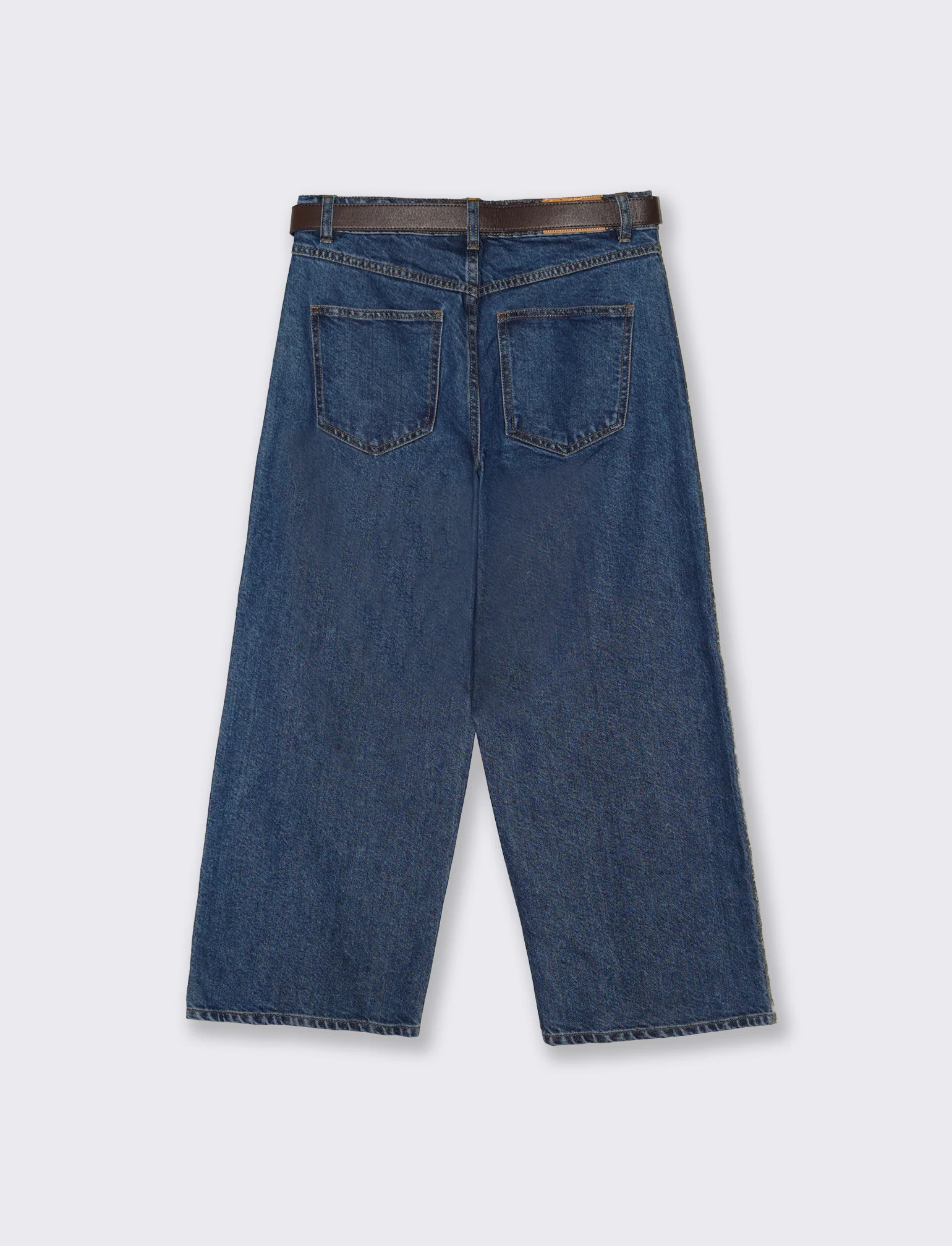 Jeans Gamba Larga Crop Vita Alta - Denim - Image 2