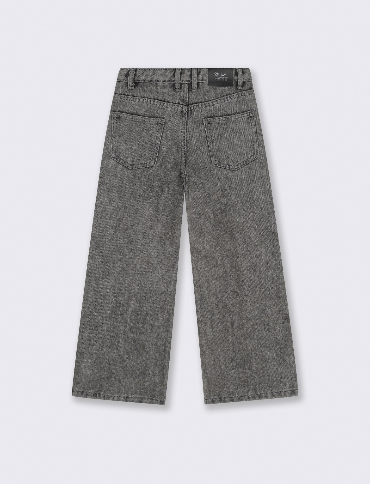 Jeans grigio gamba larga con strass. - Grigio - Image 2