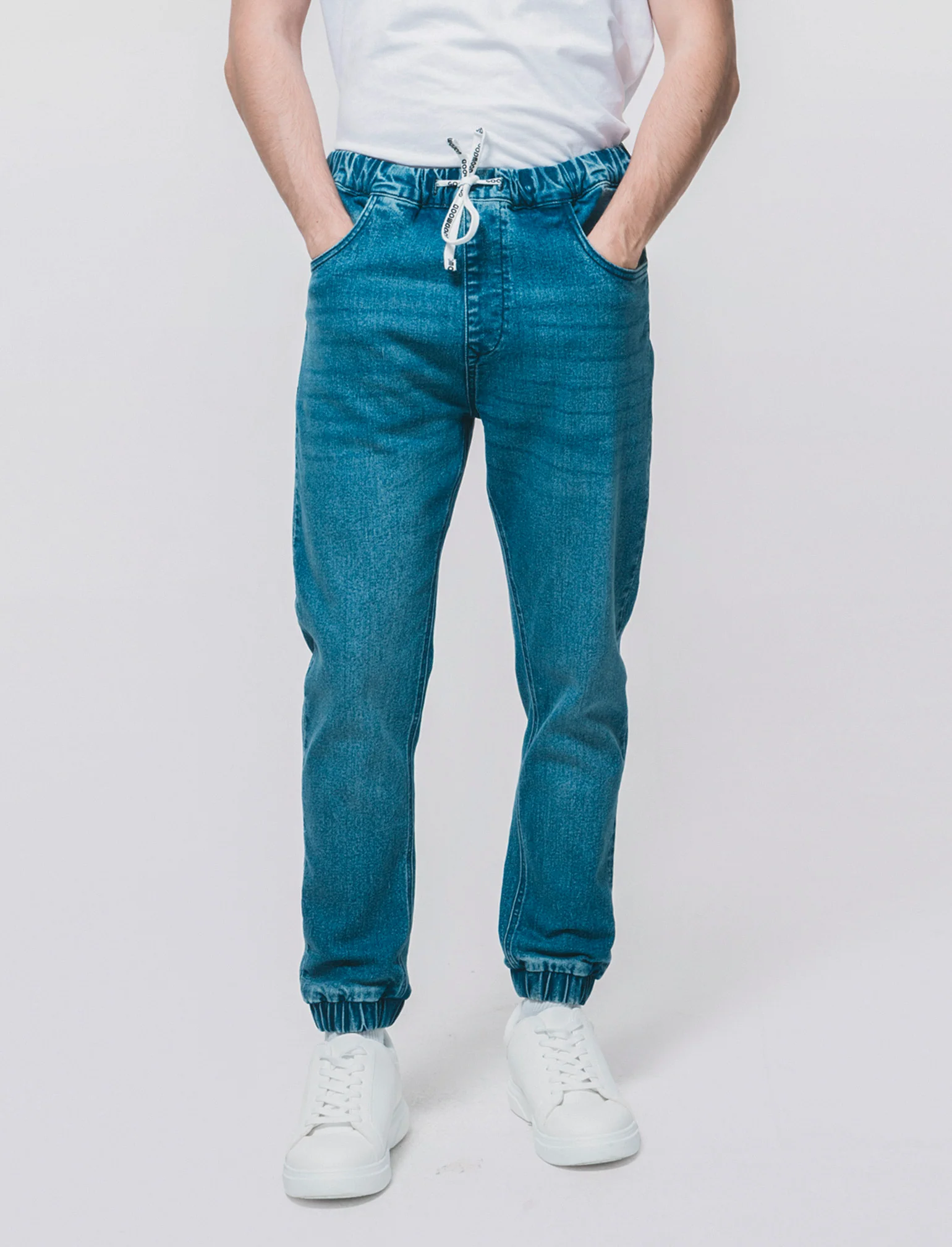 Jeans jogger con vita elasticizzata - Denim - Image 2