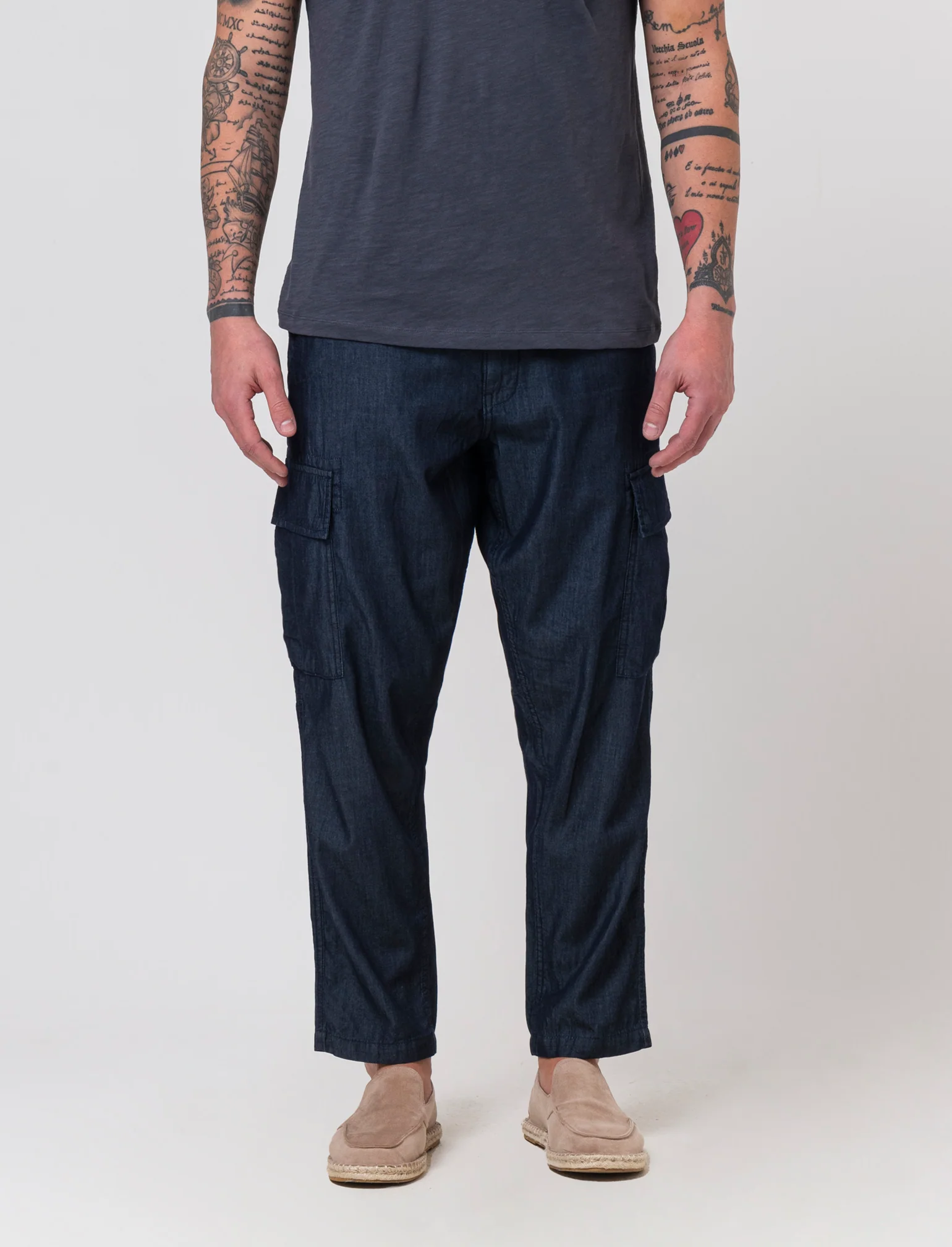 Jeans leggero cargo fit da uomo - DENIM SCURO - Image 3