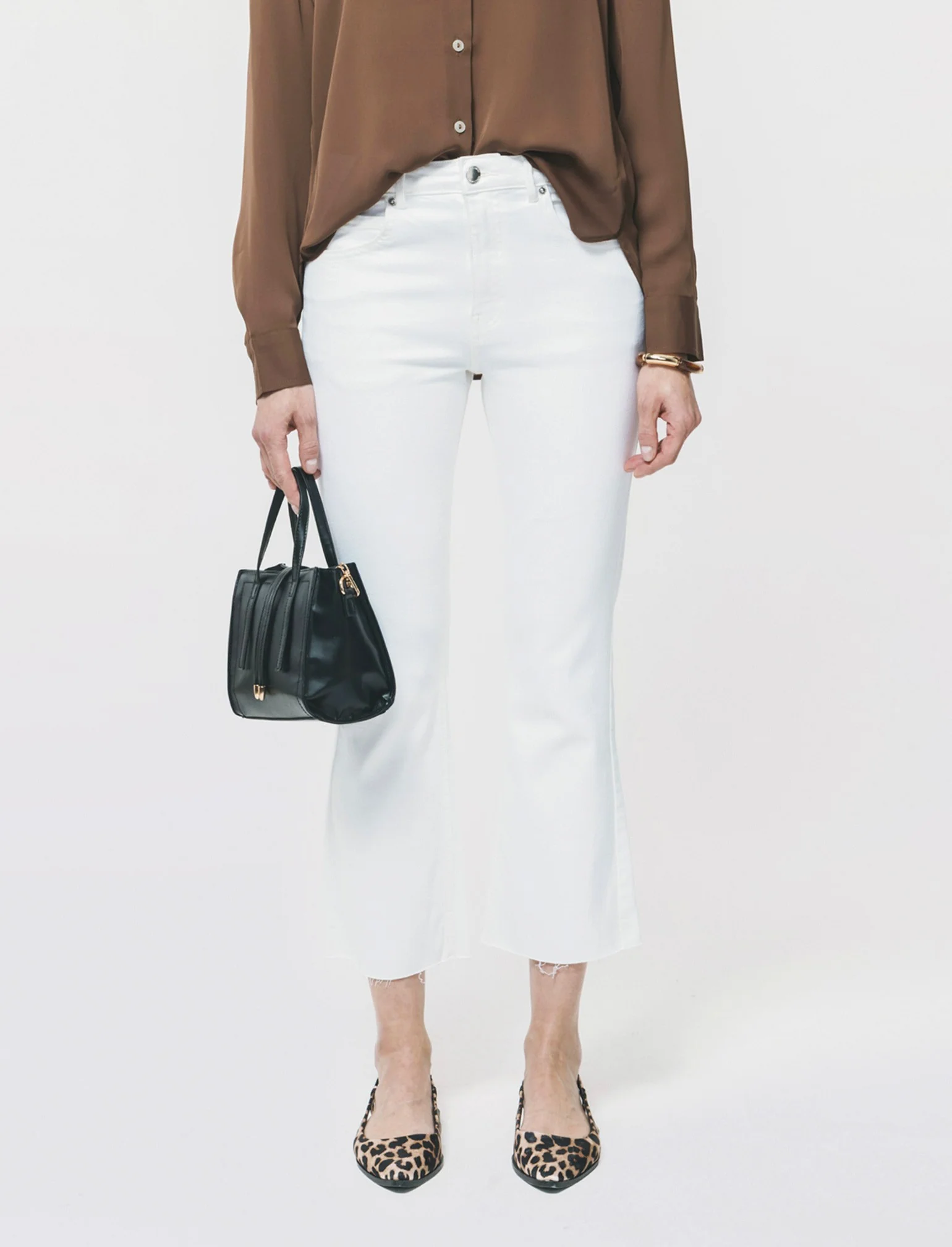 Jeans Mini Flare con Chiusura a Zip - Bianco - Image 3