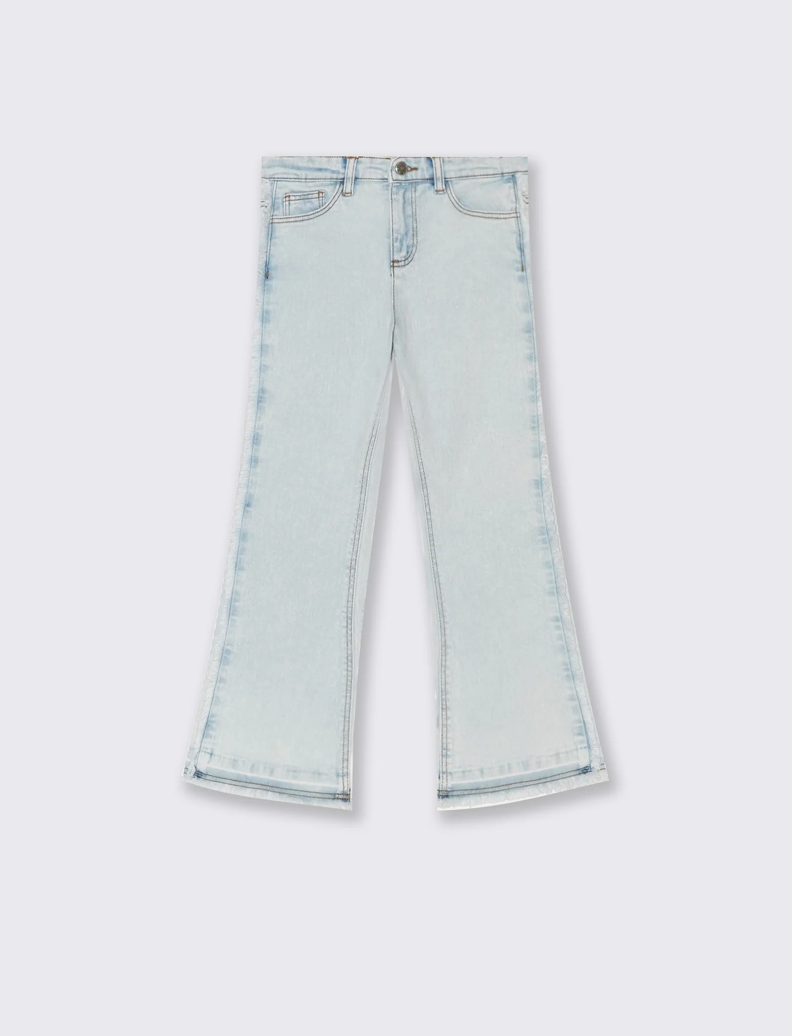Jeans modello flare con fondo sfrangiato da bambina - Denim - Image 3