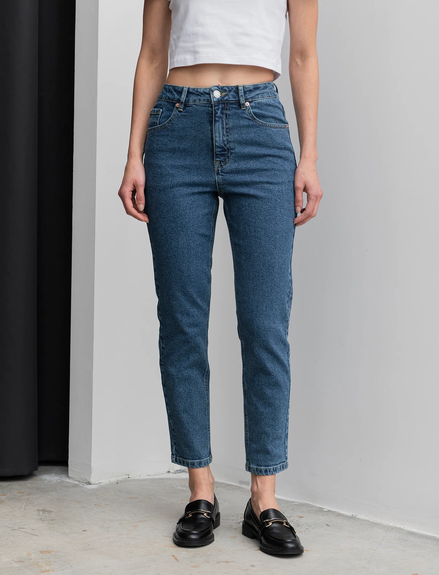 JEANS MOM FIT SLIM - DENIM SCURO - Image 4