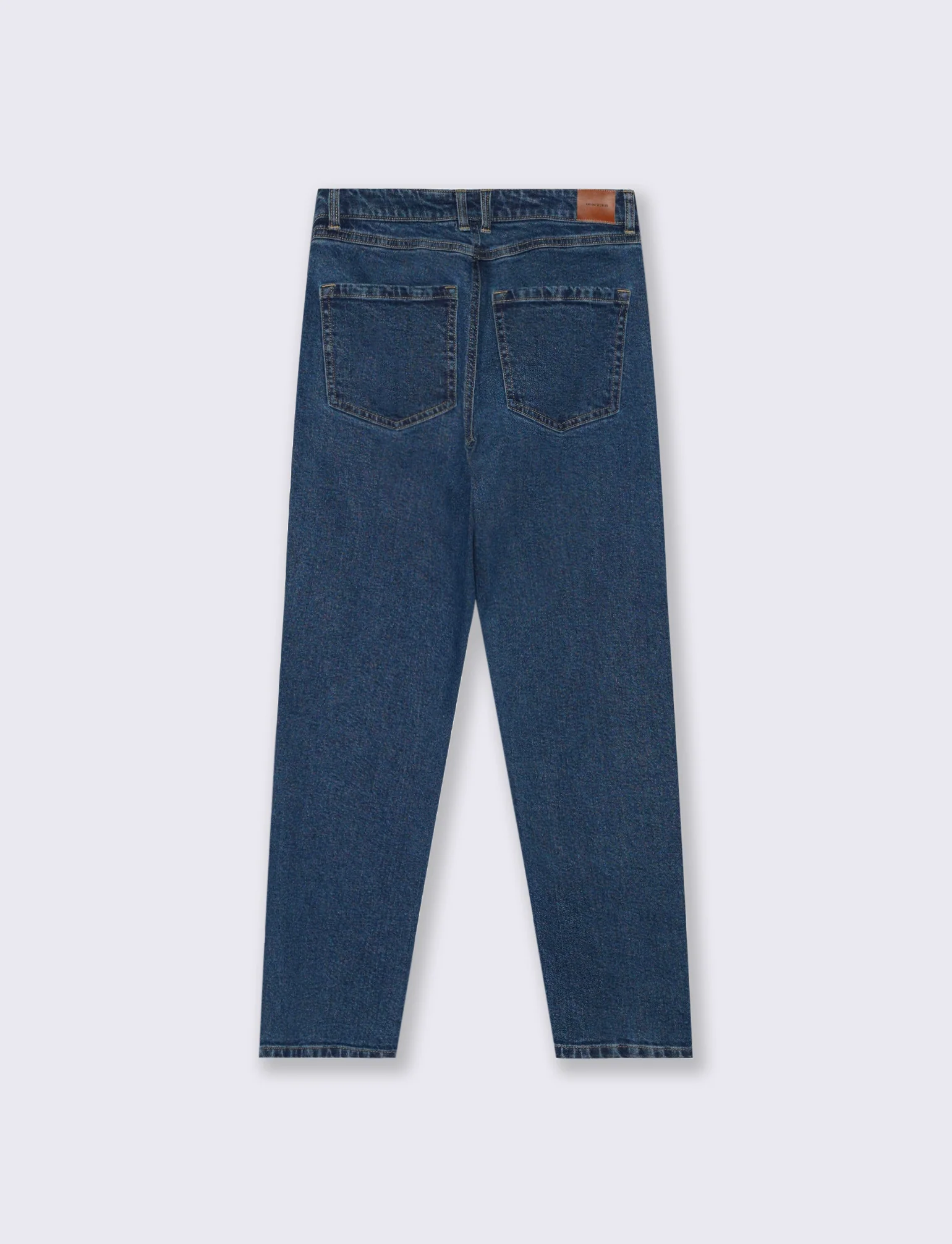 Jeans Mom Fit Slim Vita Alta con Tasche - Denim - Image 2