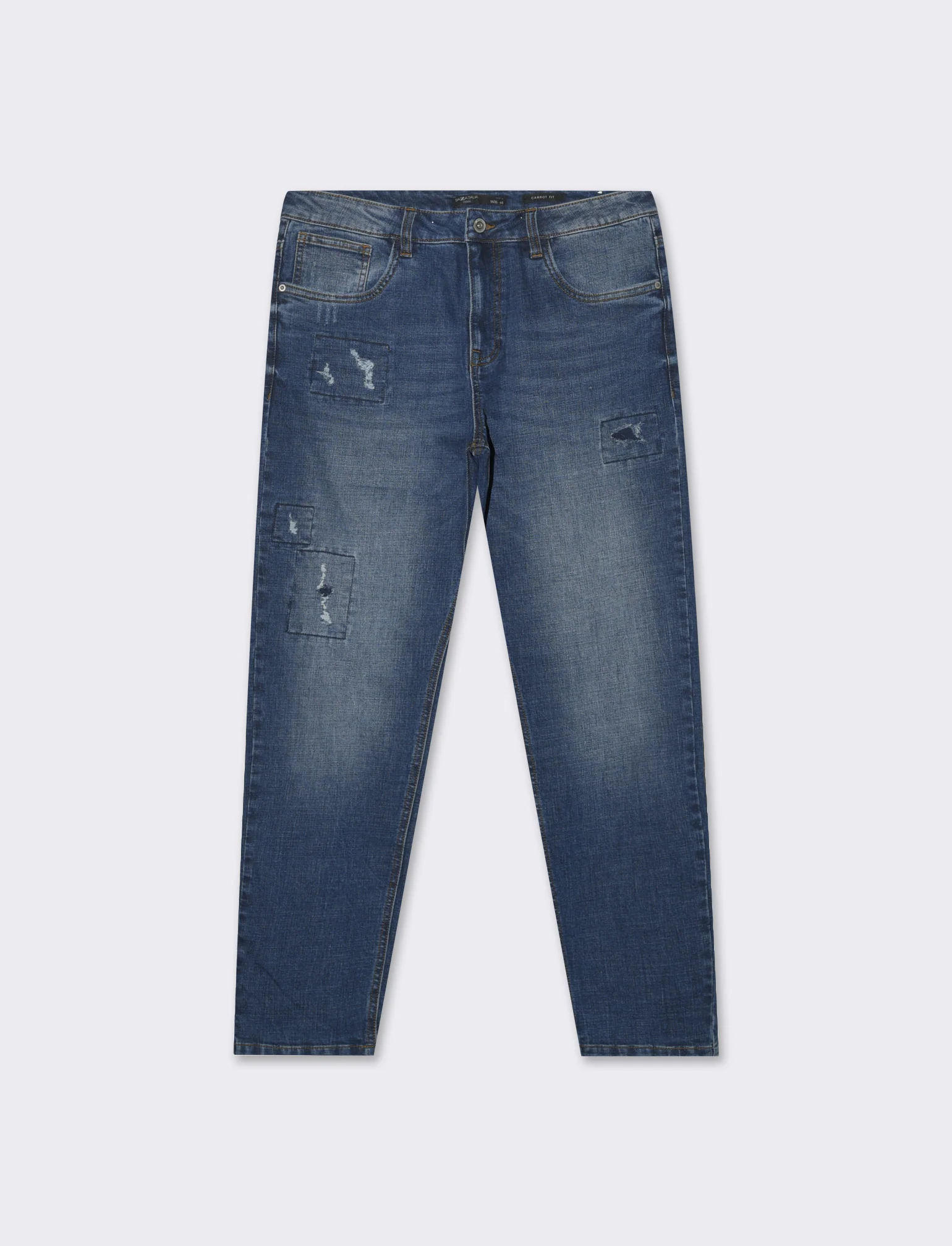 Jeans new carrot fit con abrasioni da uomo - DENIM SCURO