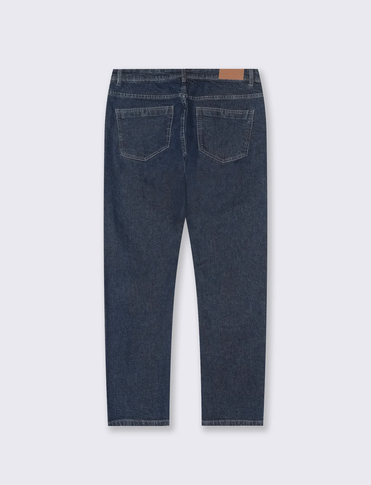 Jeans Regular Fit Blu Scuro Effetto Slavato - DENIM SCURO - Image 2