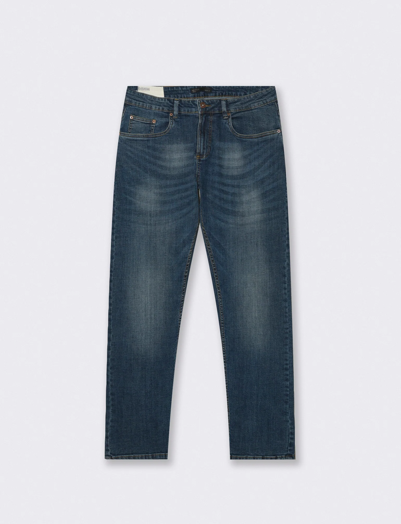 Jeans regular fit blu scuro effetto slavato - DENIM SCURO