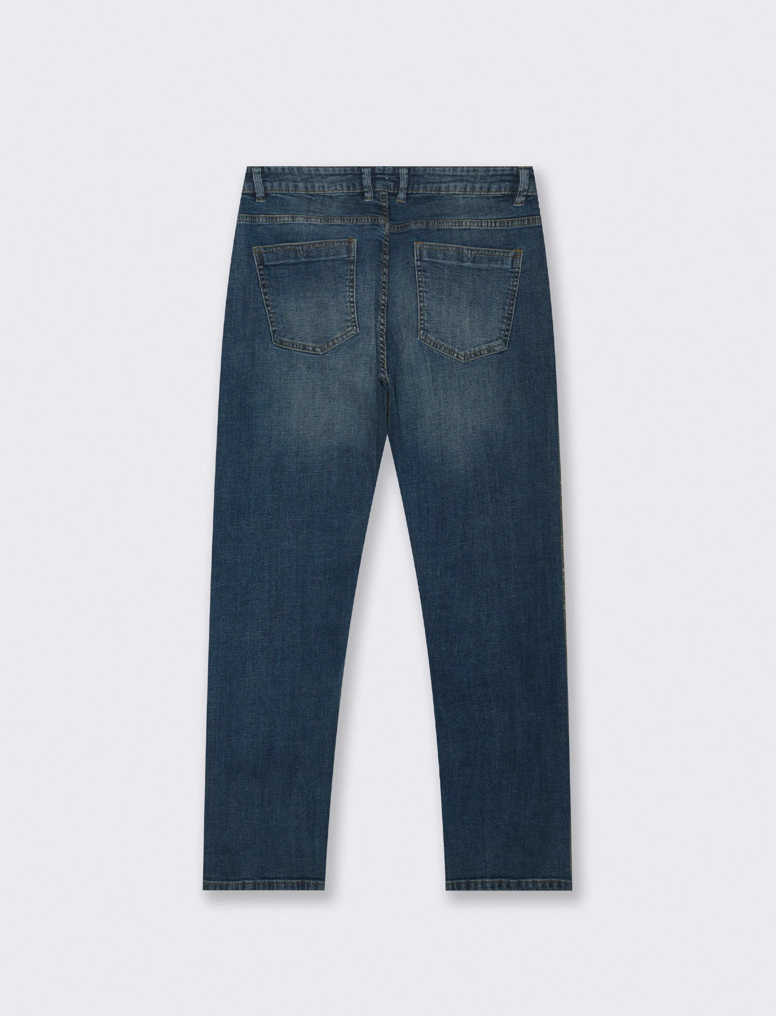 Jeans regular fit blu scuro effetto slavato - DENIM SCURO - Image 2