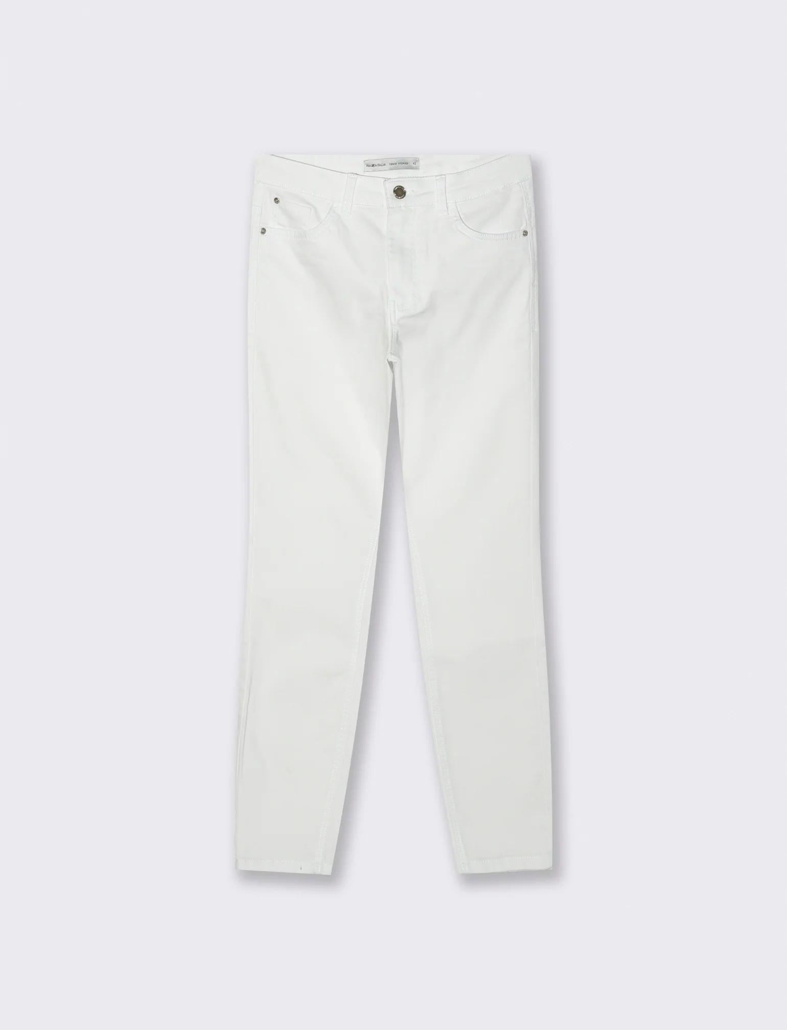 JEANS SKINNY 5 Tasche con Chiusura Frontale - Bianco