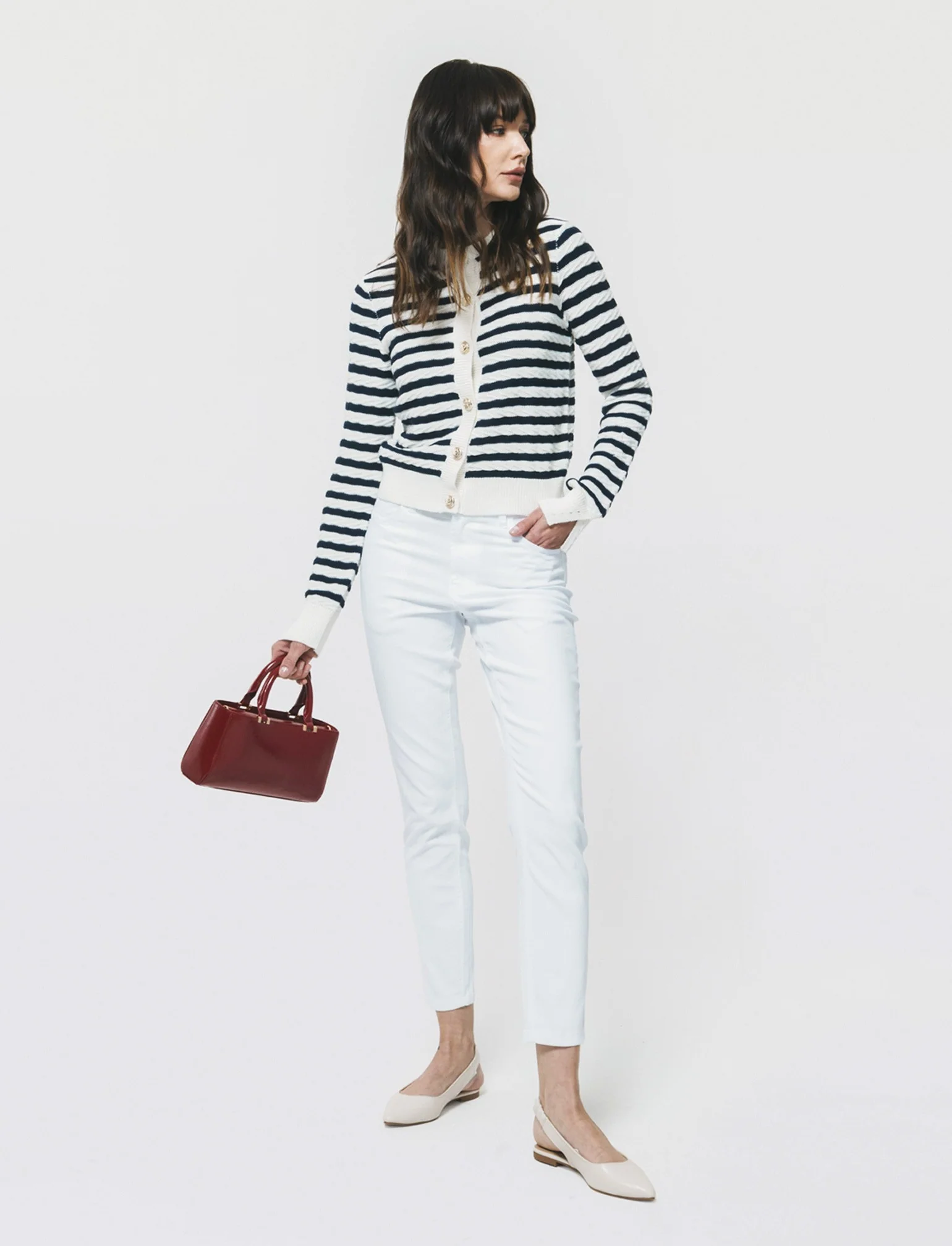JEANS SKINNY 5 Tasche con Chiusura Frontale - Bianco - Image 3