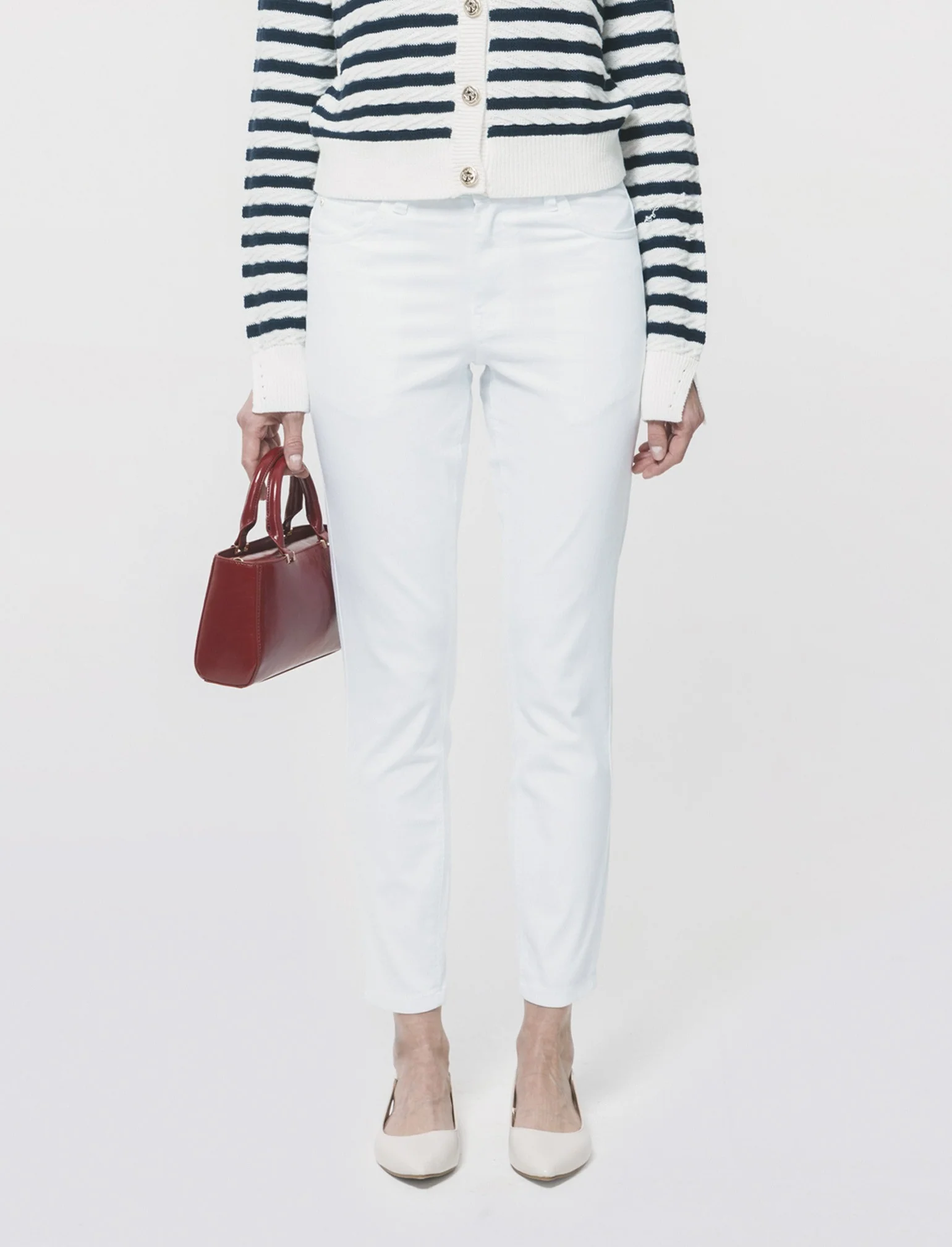 JEANS SKINNY 5 Tasche con Chiusura Frontale - Bianco - Image 4