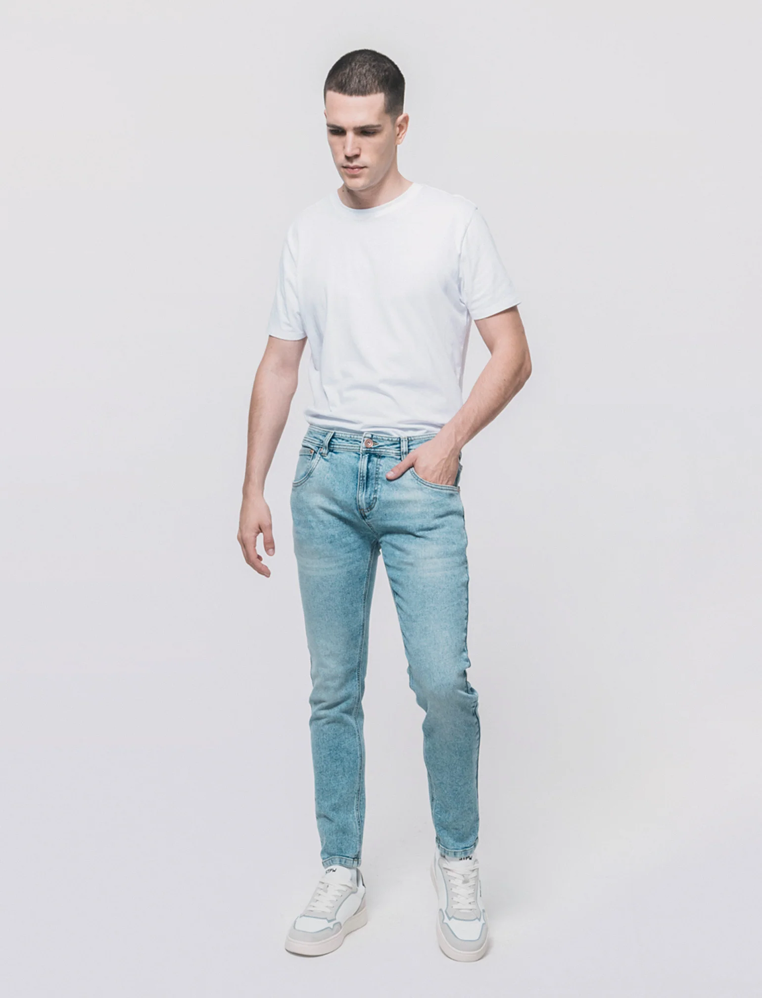 Jeans skinny fit blu chiaro effetto slavato - Denim chiaro - Image 2