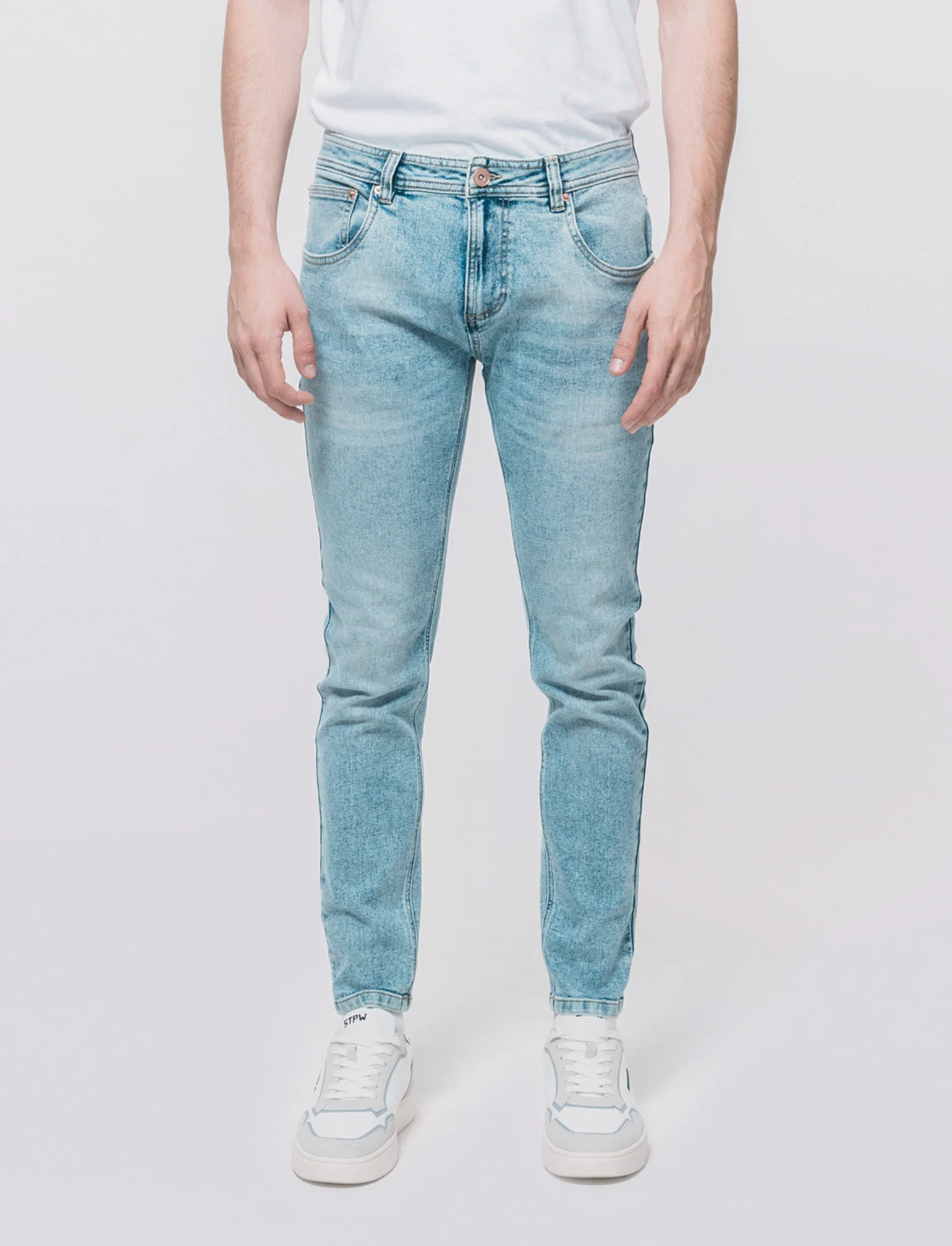 Jeans skinny fit blu chiaro effetto slavato - Denim chiaro - Image 3