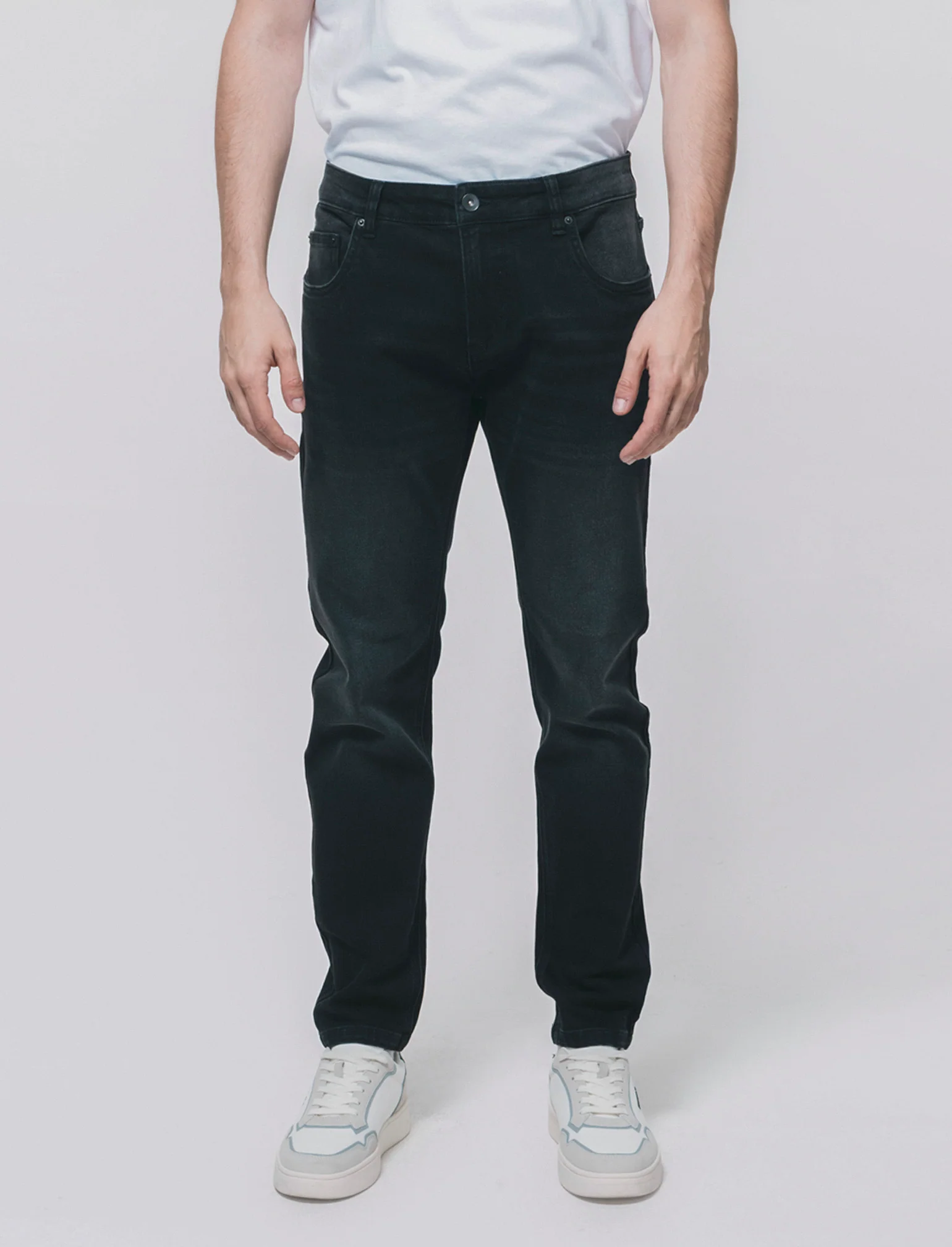 Jeans skinny fit nero effetto slavato - Nero - Image 3