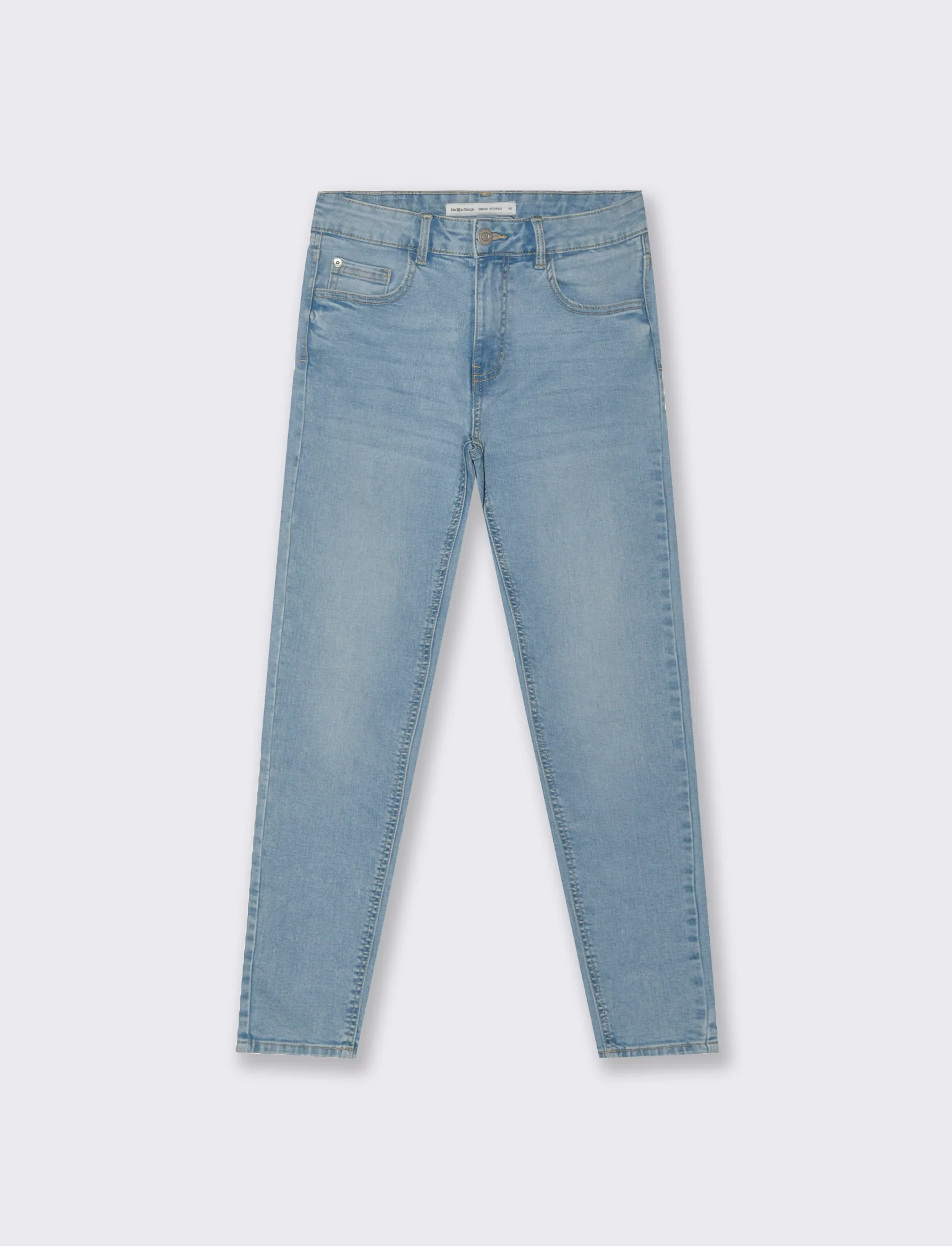 Jeans Skinny Vita Bassa con Tasche Retro - Denim