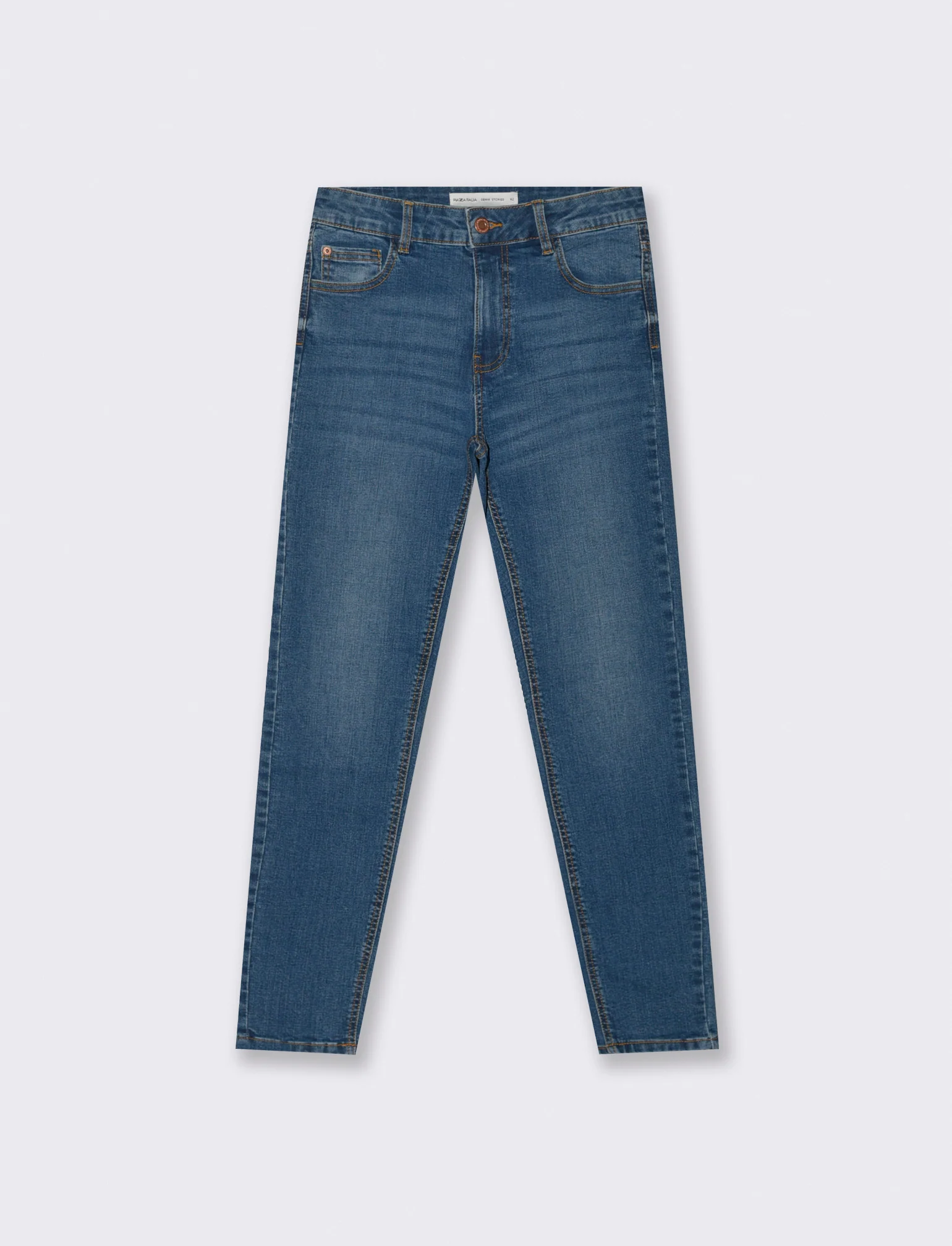 Jeans Skinny Vita Bassa con Tasche Retro - DENIM SCURO