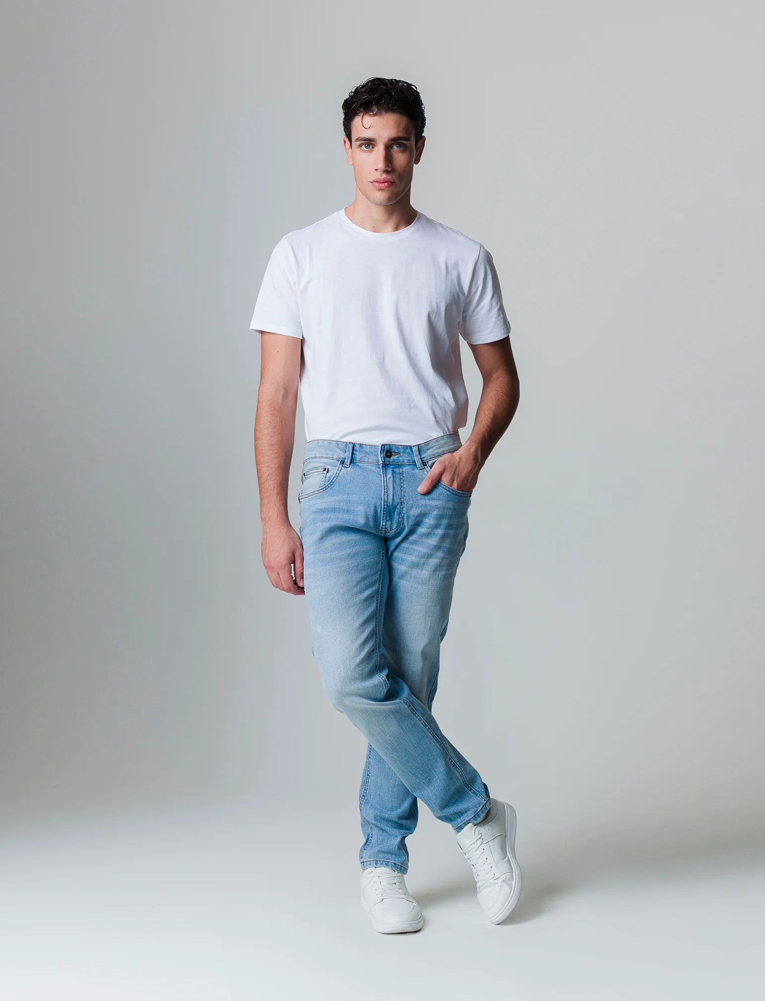 Jeans slim fit blu chiaro da uomo - Denim - Image 3