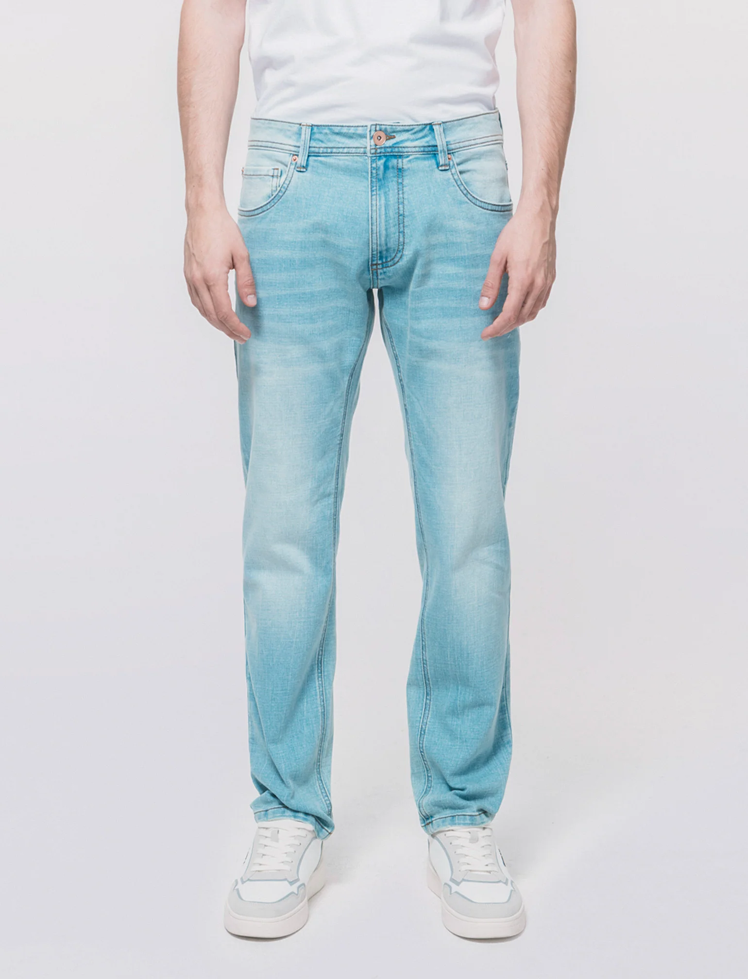 Jeans slim fit blu chiaro effetto slavato - Denim chiaro - Image 3