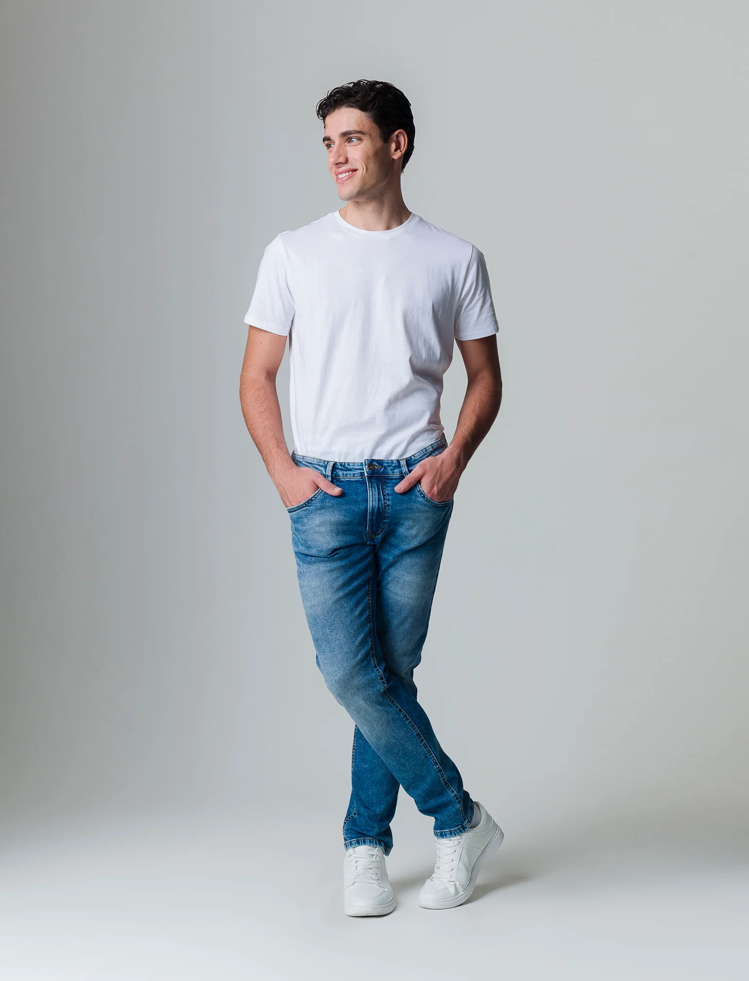 Jeans slim fit blu medio da uomo - Denim - Image 3