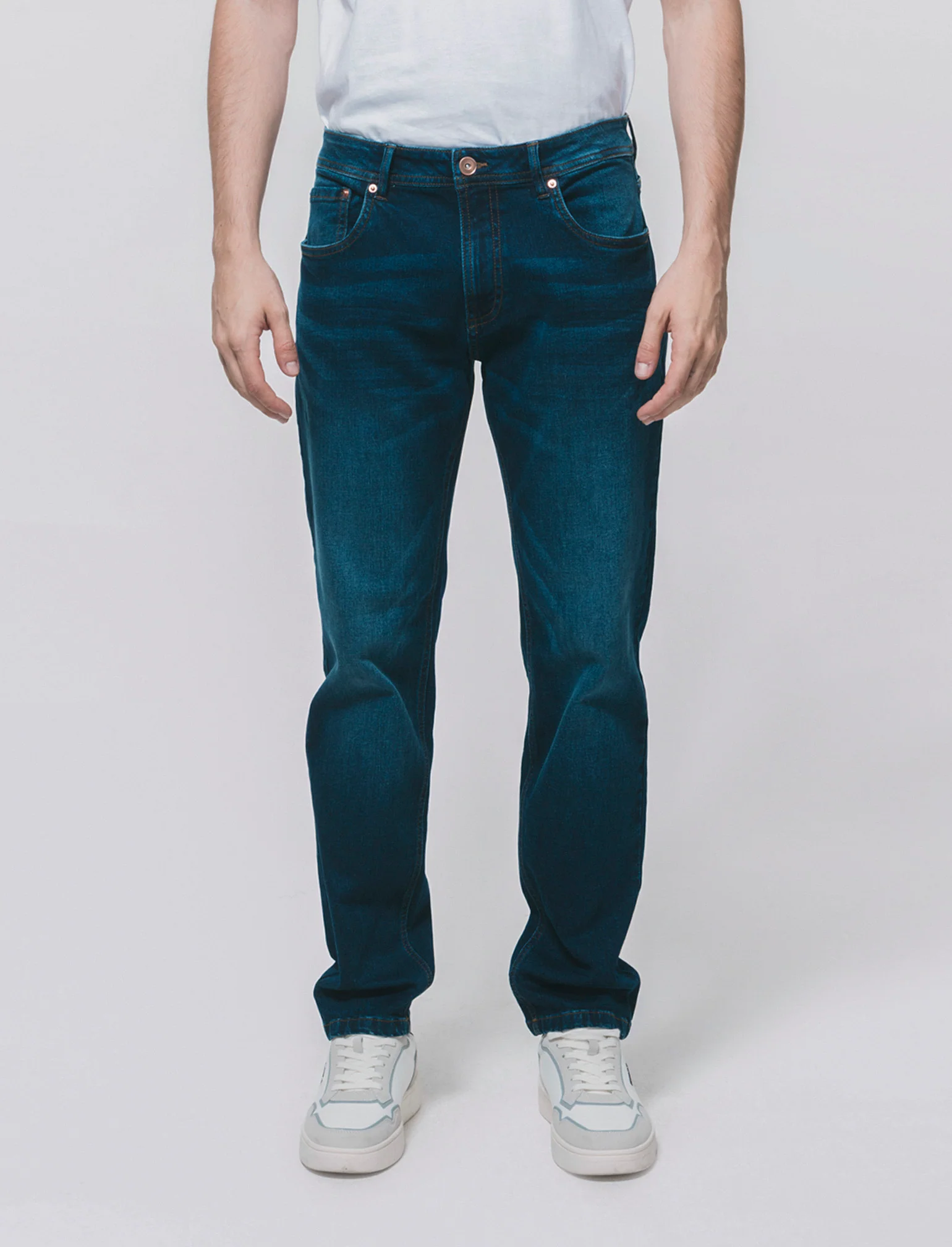 Jeans slim fit blu scuro effetto slavato - DENIM SCURO - Image 2