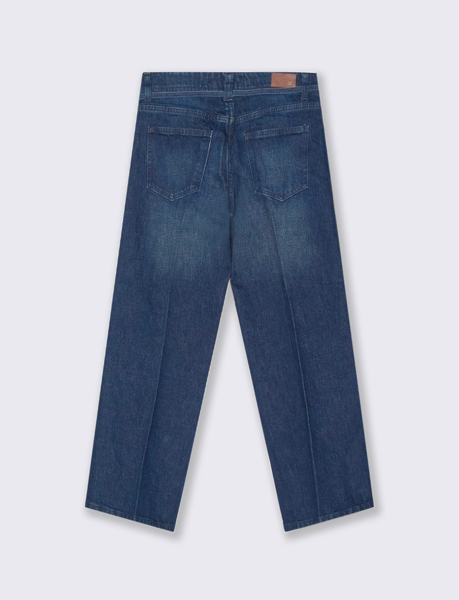 JEANS STRAIGHT CROP CON CINTURA IN TESSUTO - Denim - Image 2