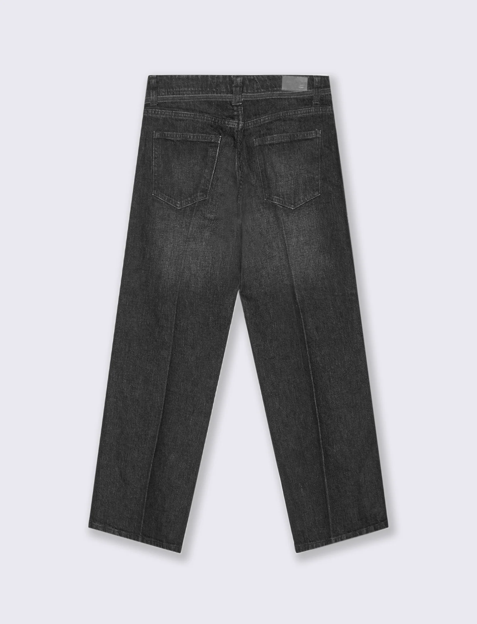 JEANS STRAIGHT CROP CON CINTURA IN TESSUTO - Grigio - Image 2