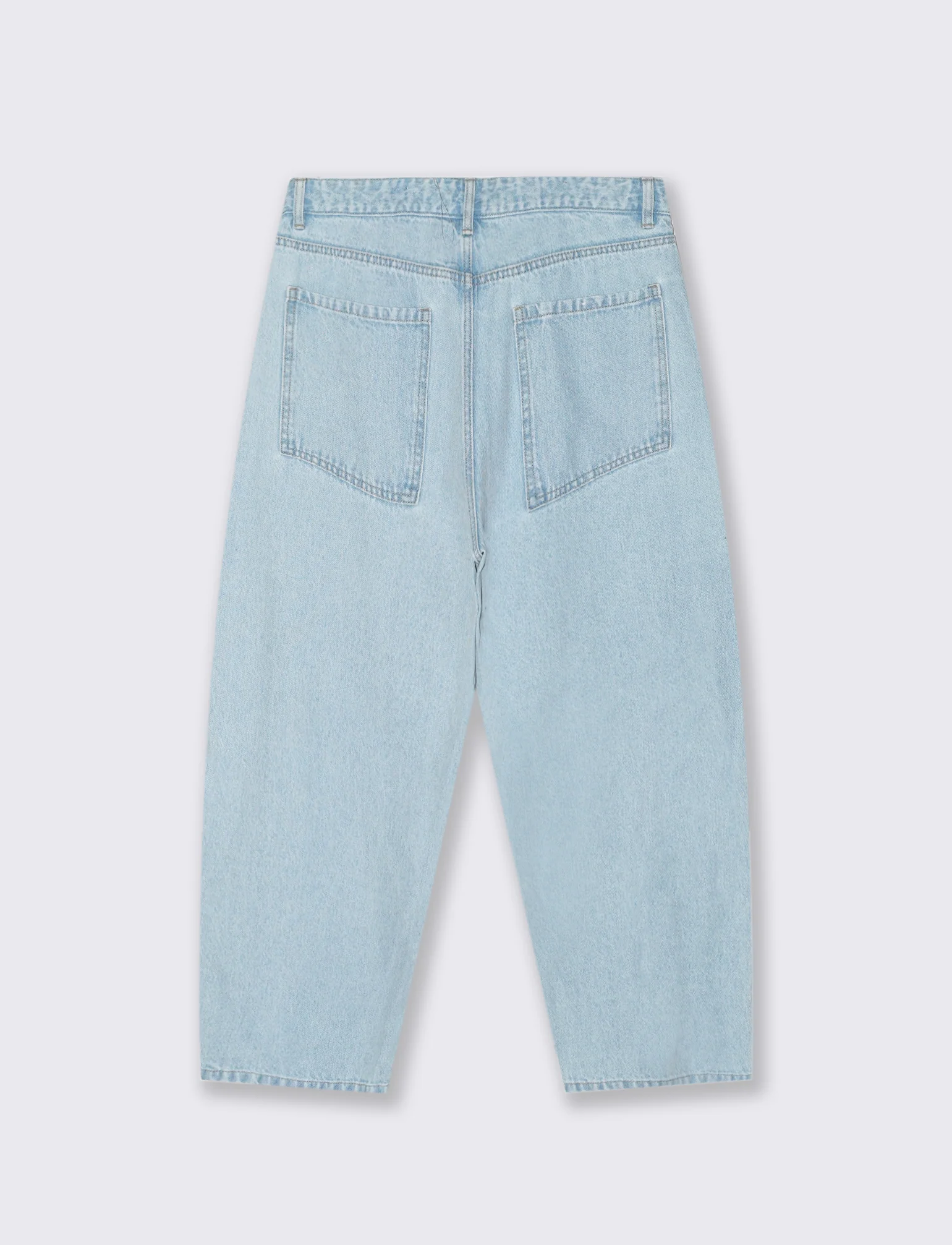 Jeans Tapered Wide Leg Effetto Slavato - Denim chiaro