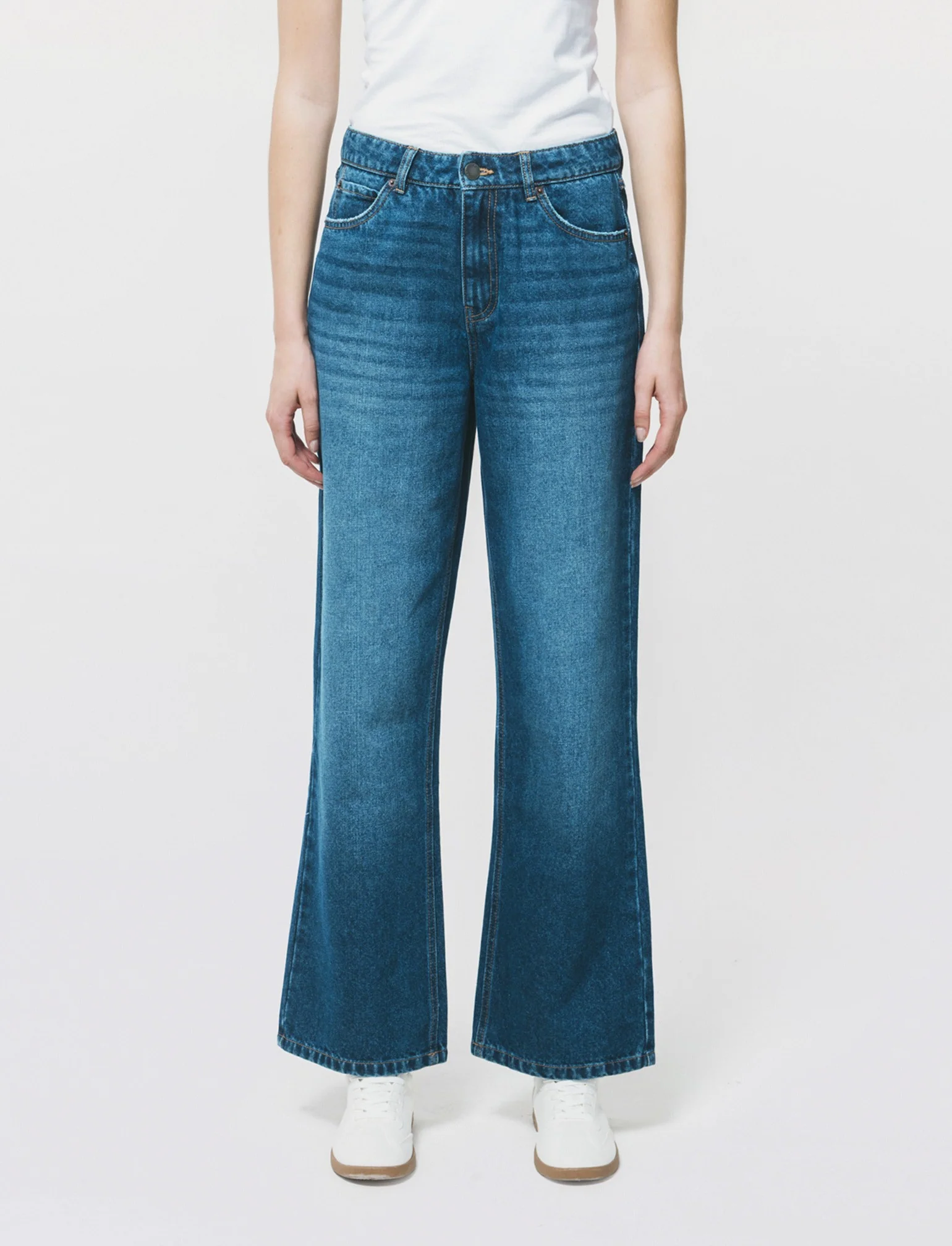 Jeans Vita Alta con Gamba Dritta - DENIM SCURO - Image 3