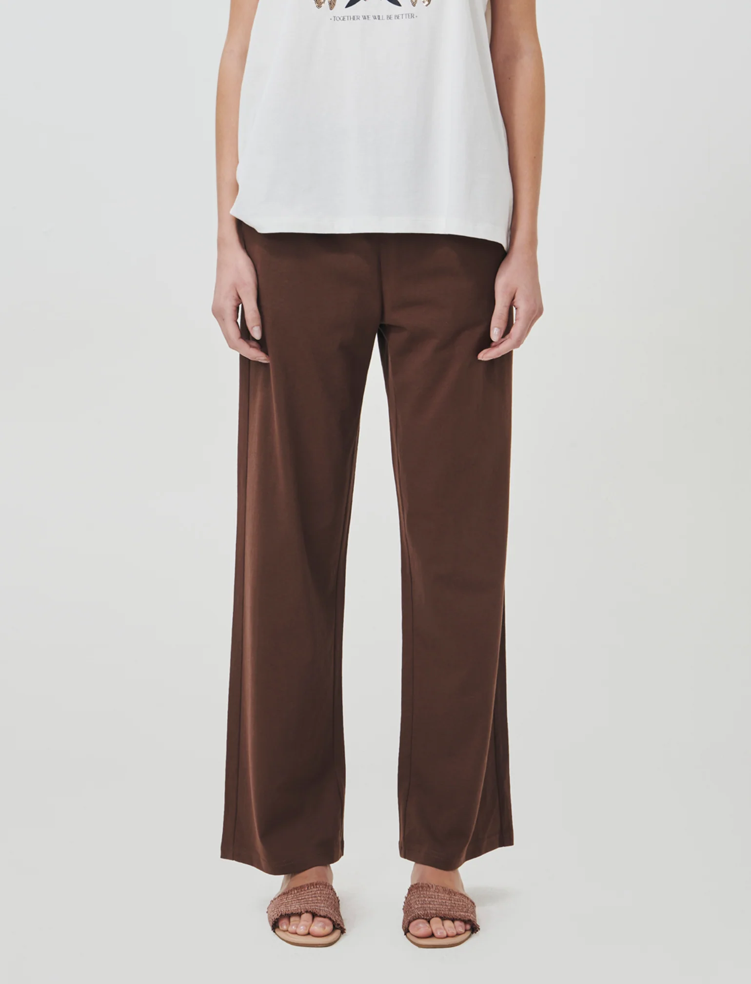 Jogger Basico con Elastico e Tasche - Marrone cioccolato - Image 4