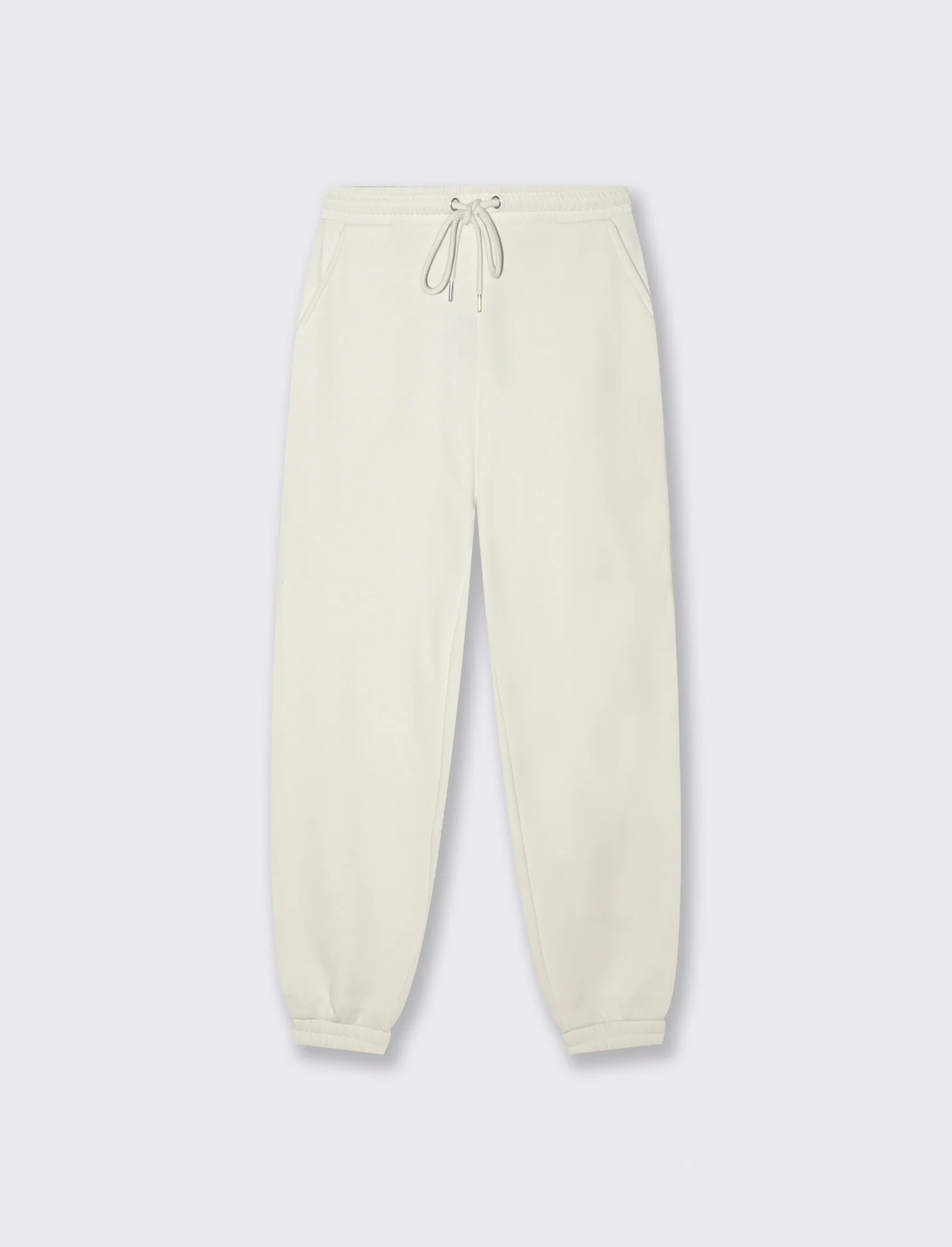 Jogger Basico Garzato con Cordoncino - Avorio