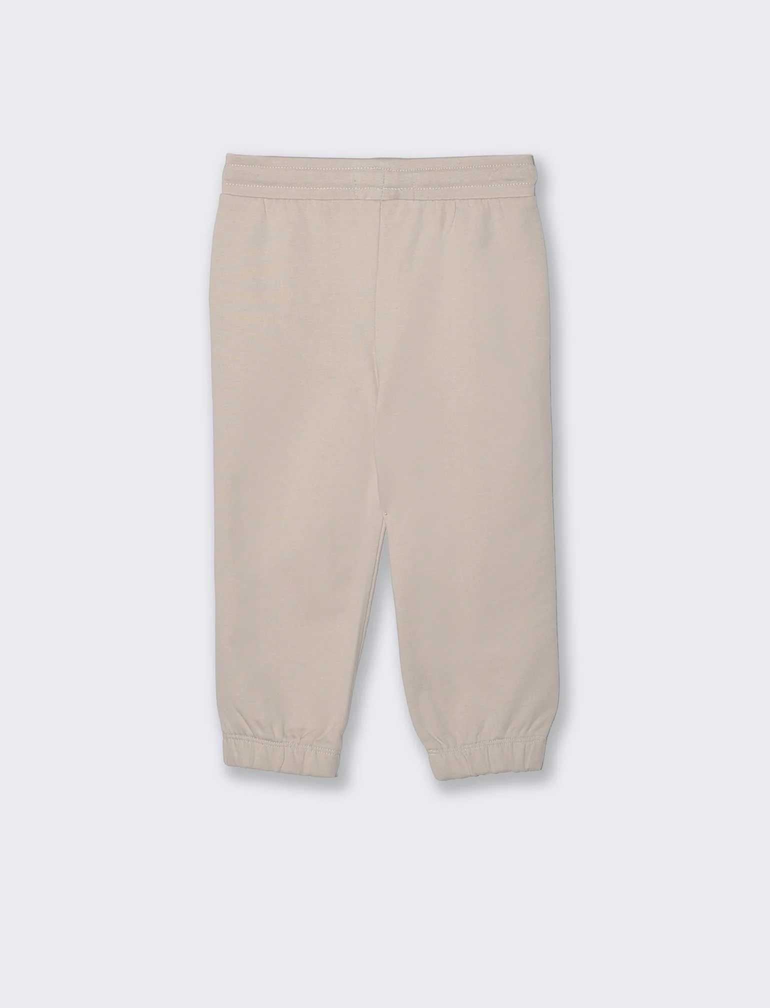 Jogger basico in cotone con stampa - Beige - Image 2