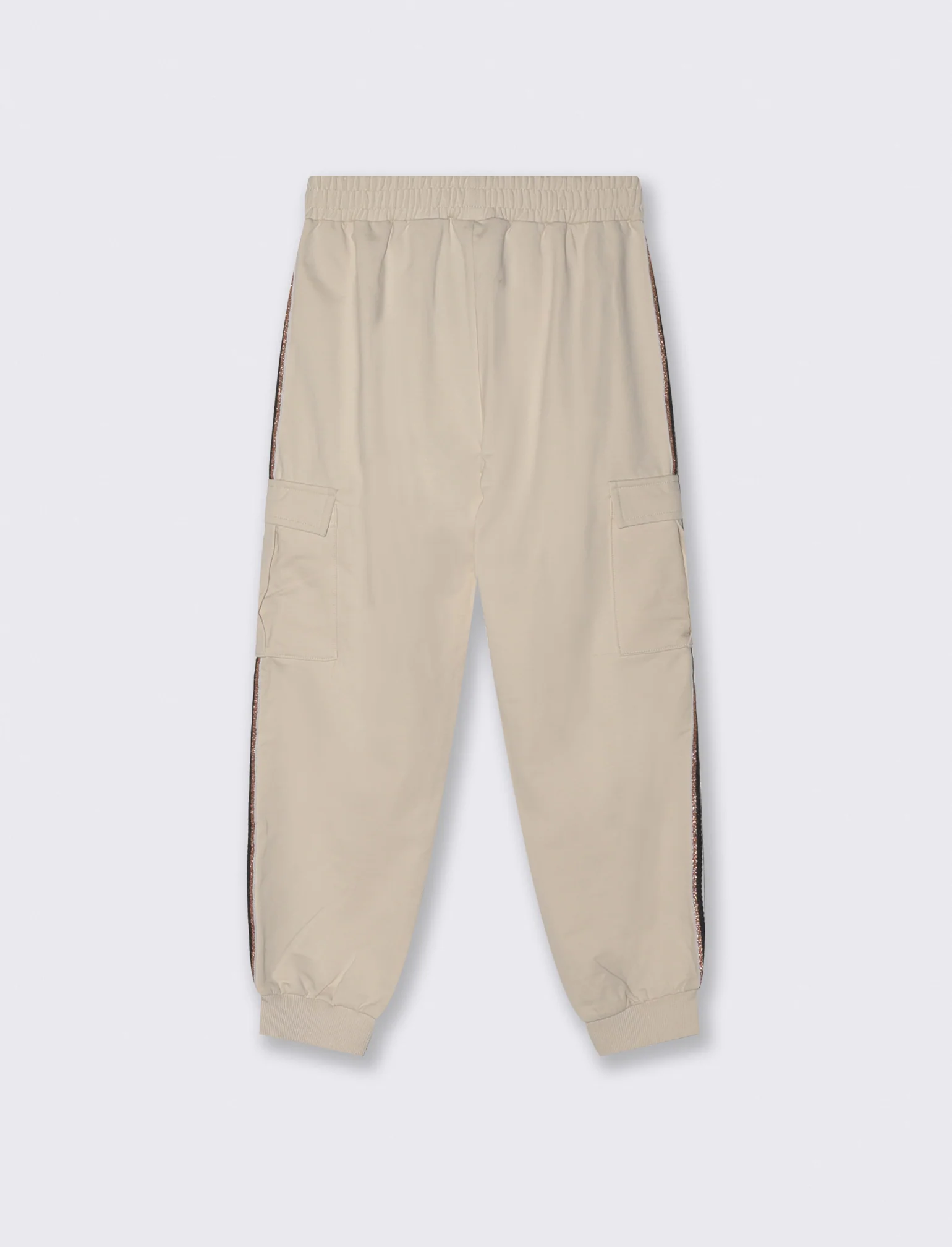 Jogger cargo con nastro metallizzato - Beige - Image 2