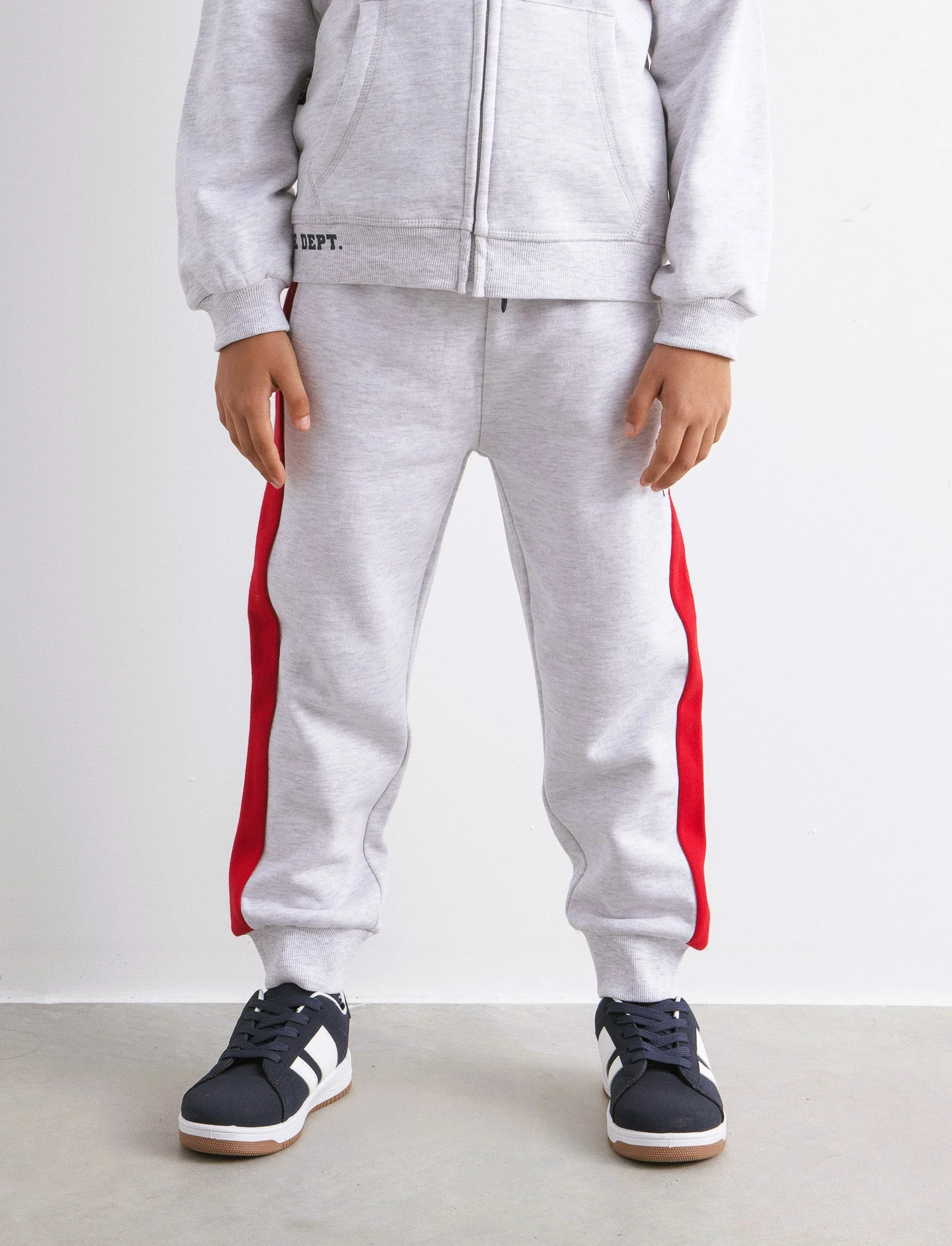 Jogger con bandina laterale - Grigio mel. - Image 2