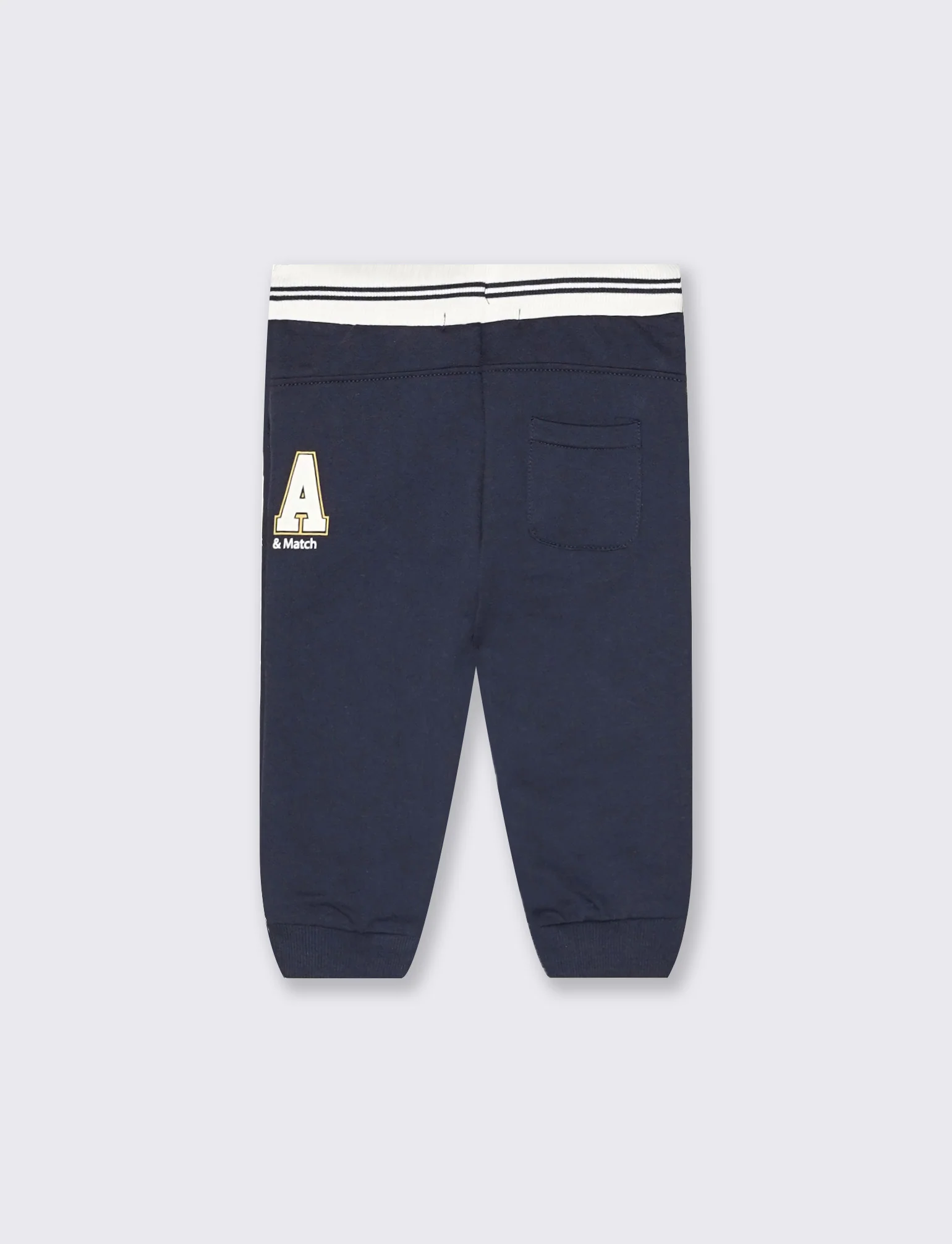 Jogger con baschina a righe e coulisse - Blu - Image 2