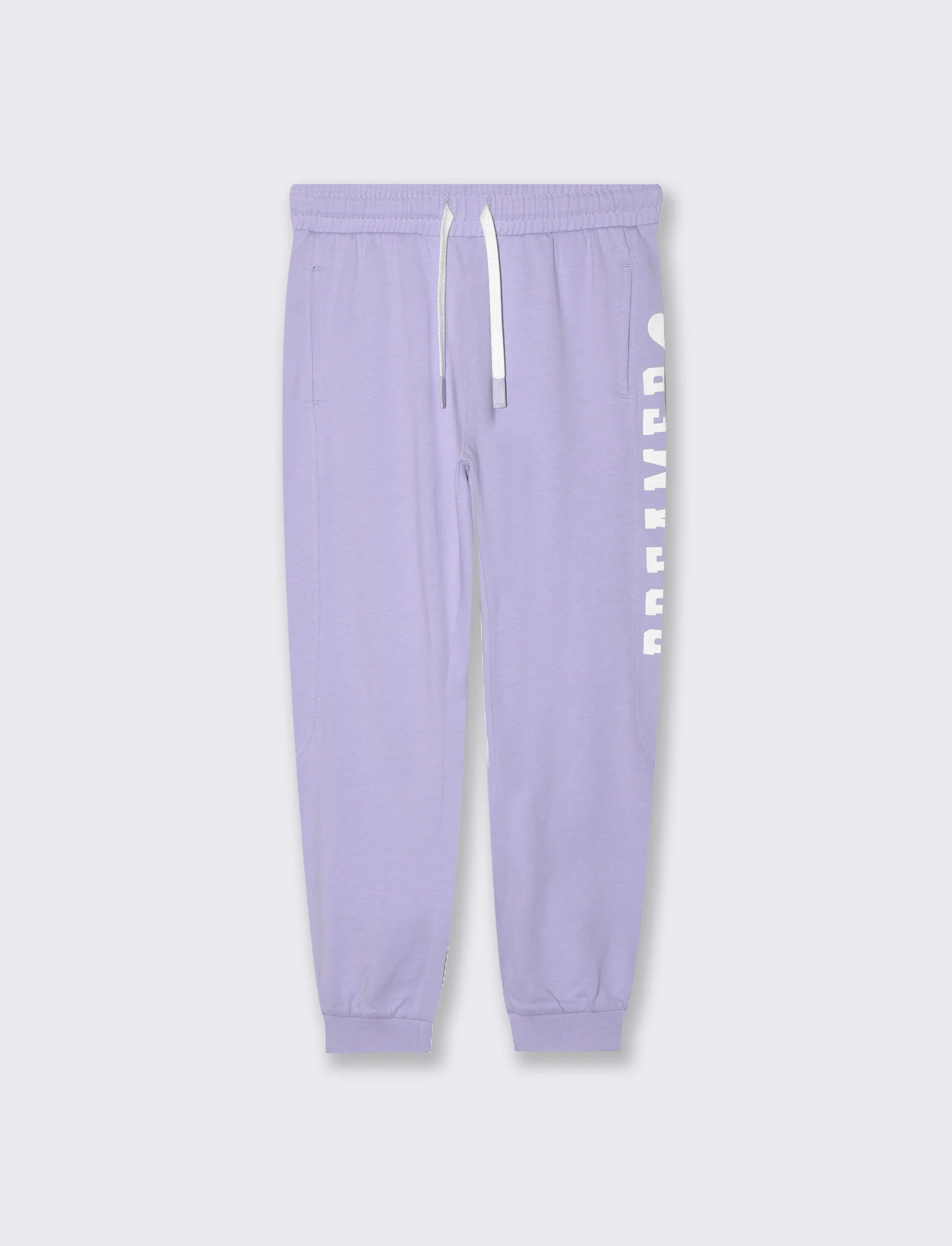 Jogger con tagli e stampa stile college da bambina - Lilla