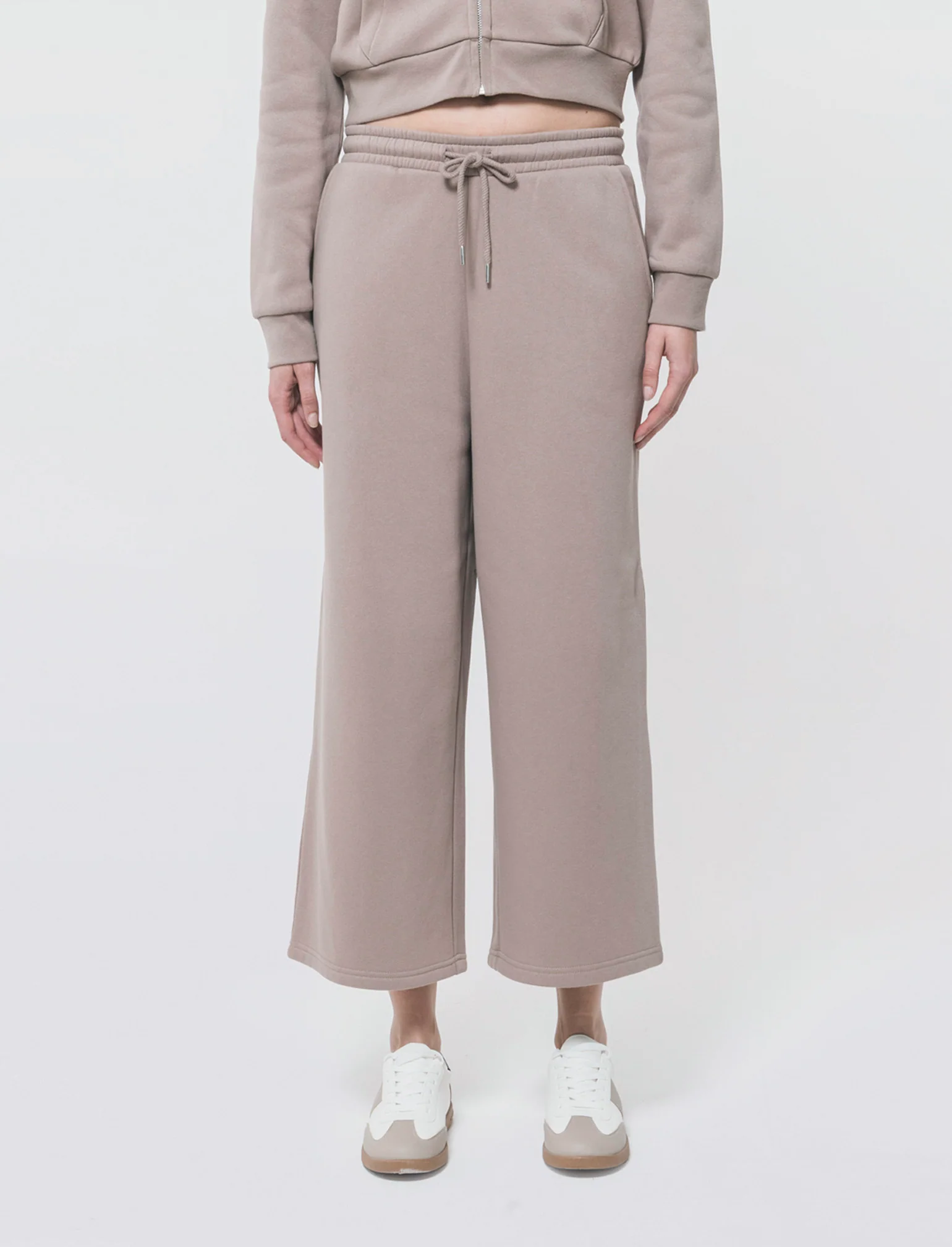 Jogger Culotte con Coulisse in Vita - Grigio tortora - Image 3