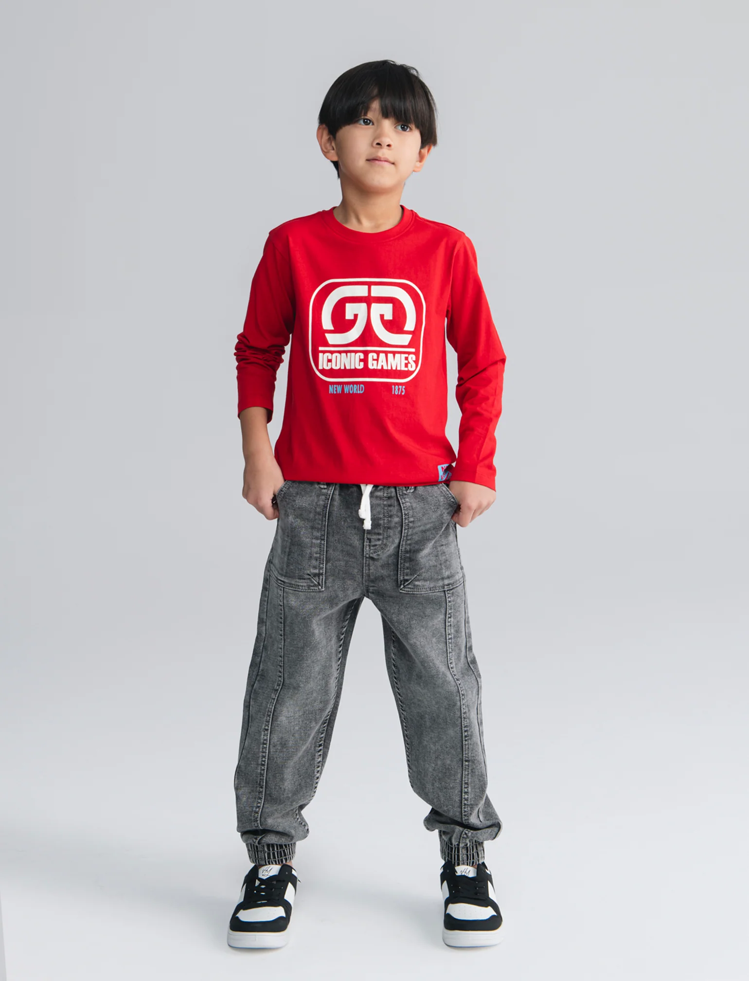 Jogger denim elastico per stile casual - Grigio - Image 3