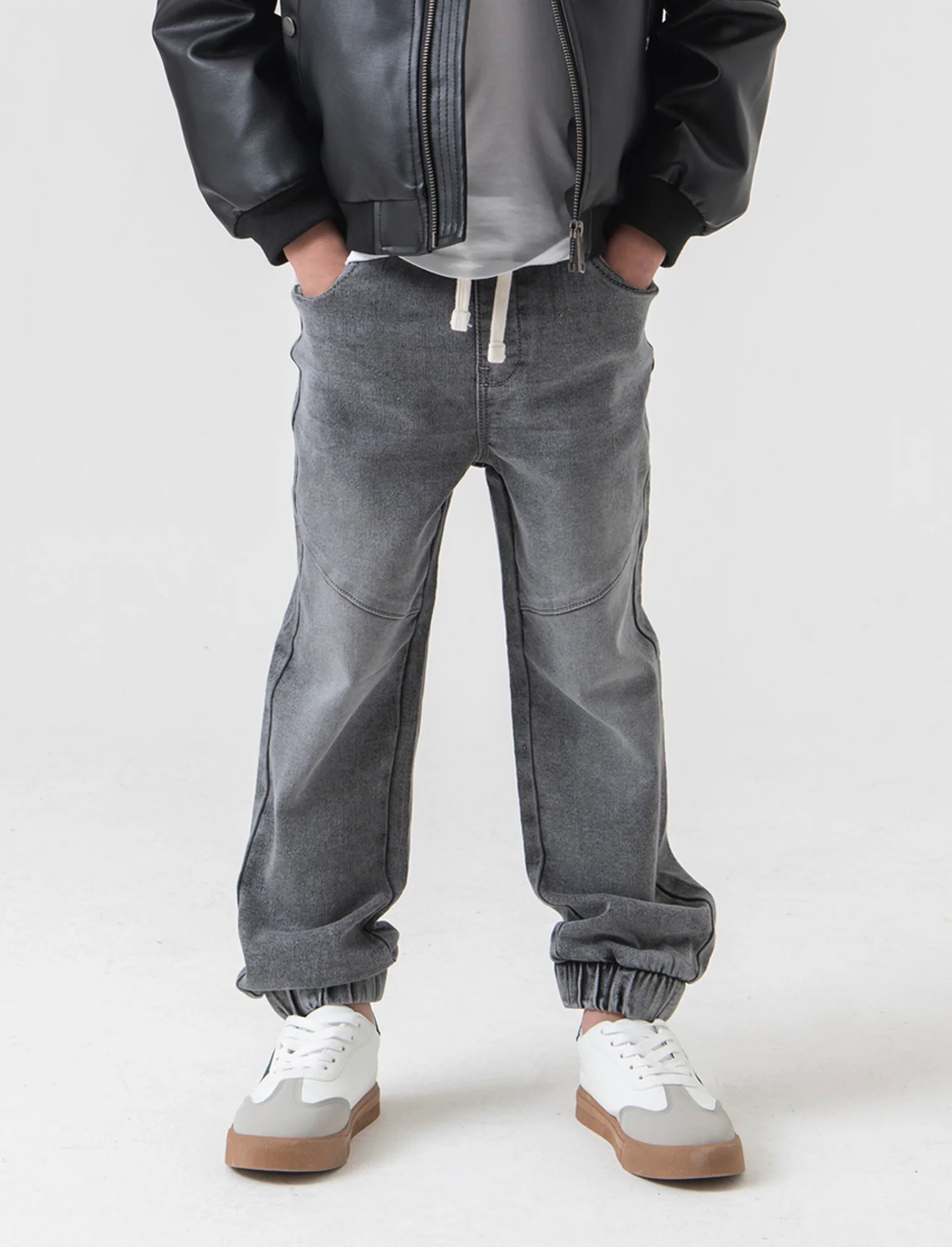 Jogger in denim da bambino - Grigio