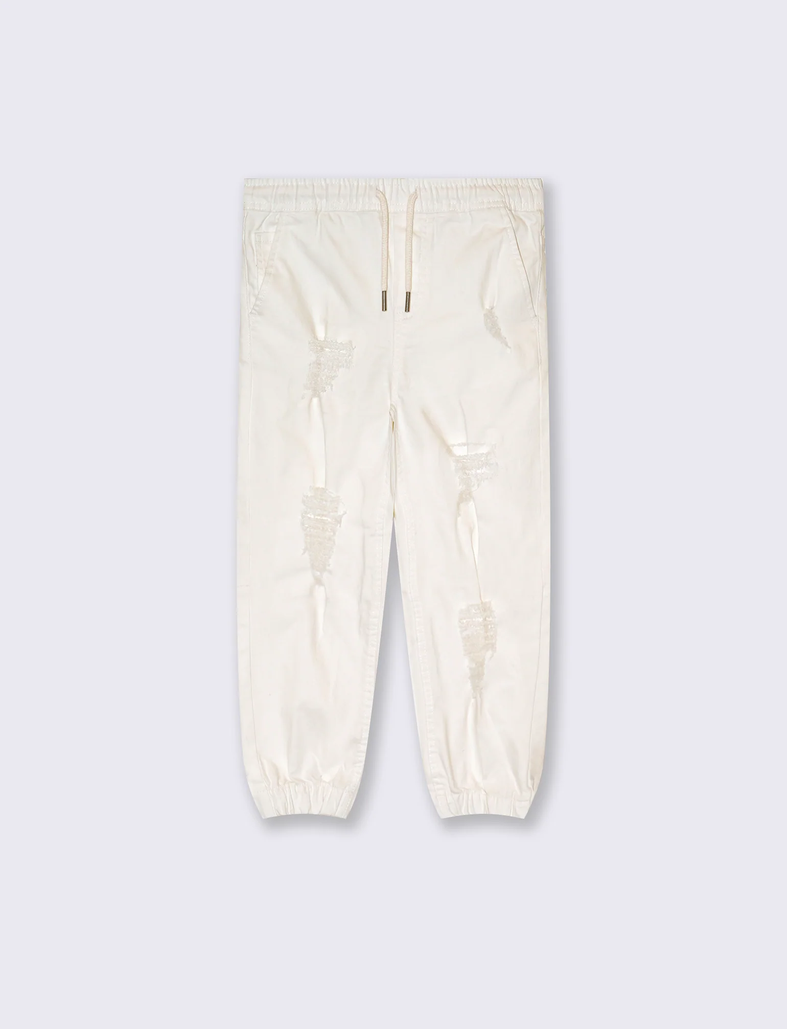 Jogger in drill di cotone da bambino - Bianco latte