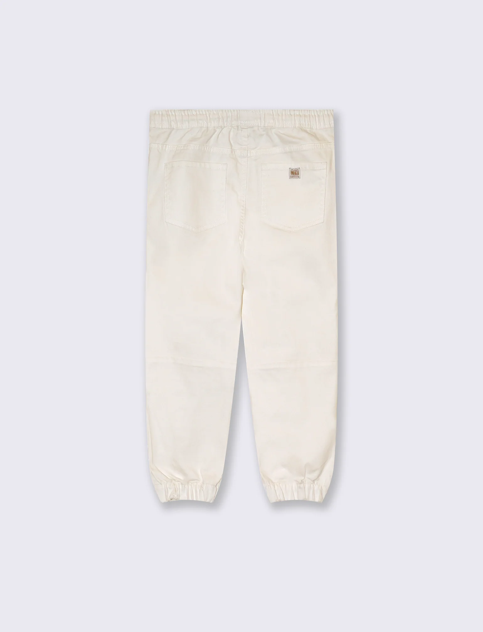 Jogger in drill di cotone da bambino - Bianco latte - Image 2