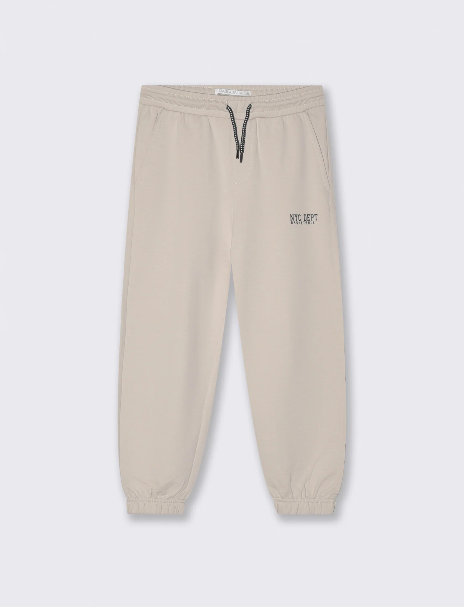 Jogger in felpa con coulisse e patch - Beige