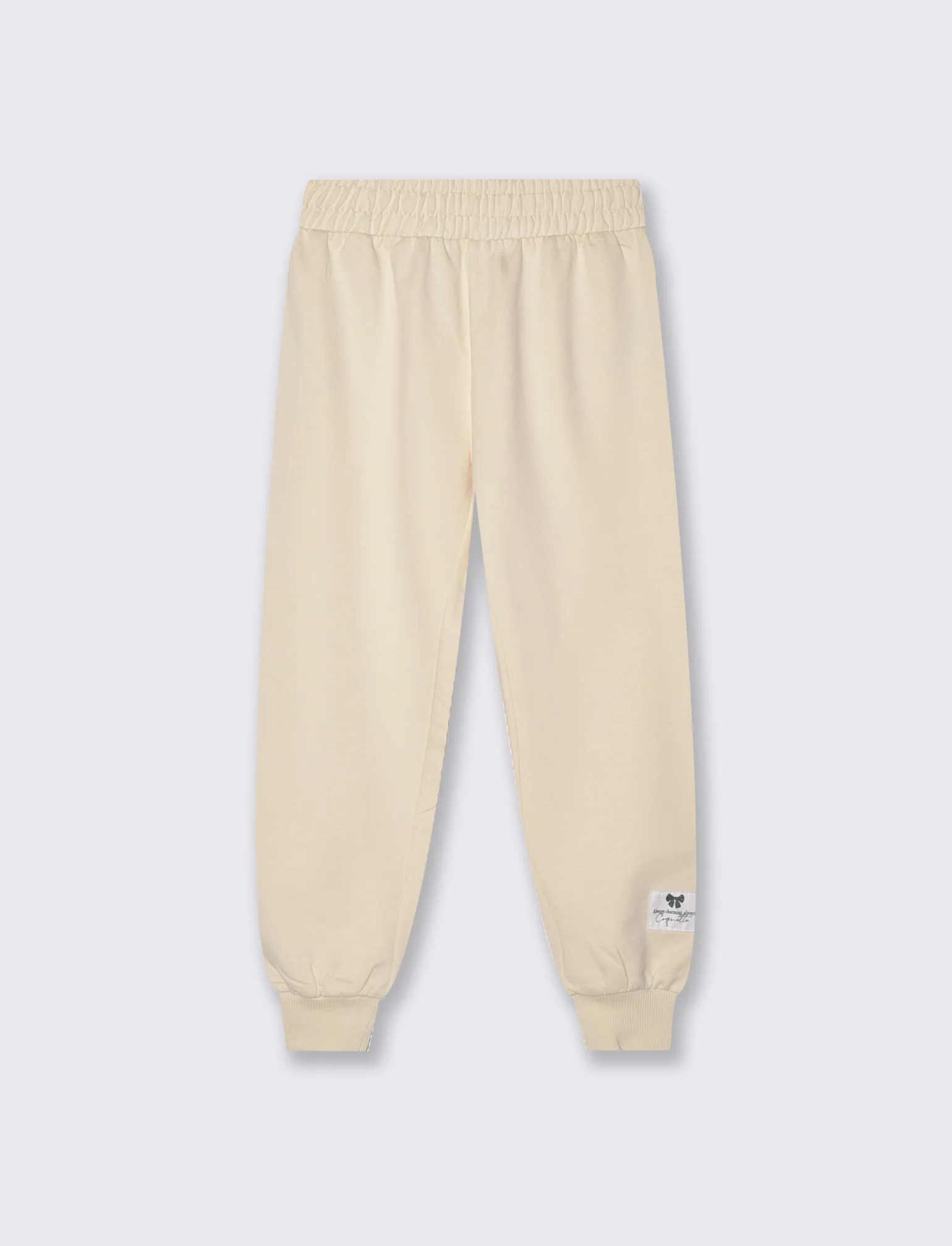 Jogger in felpa di cotone con elastico - Beige