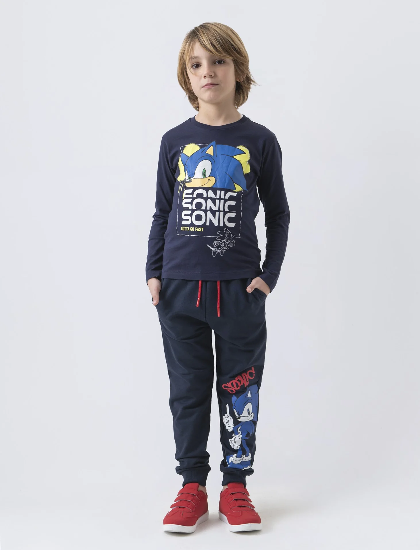 Jogger in felpa sonic da bambino - Blu - Image 2